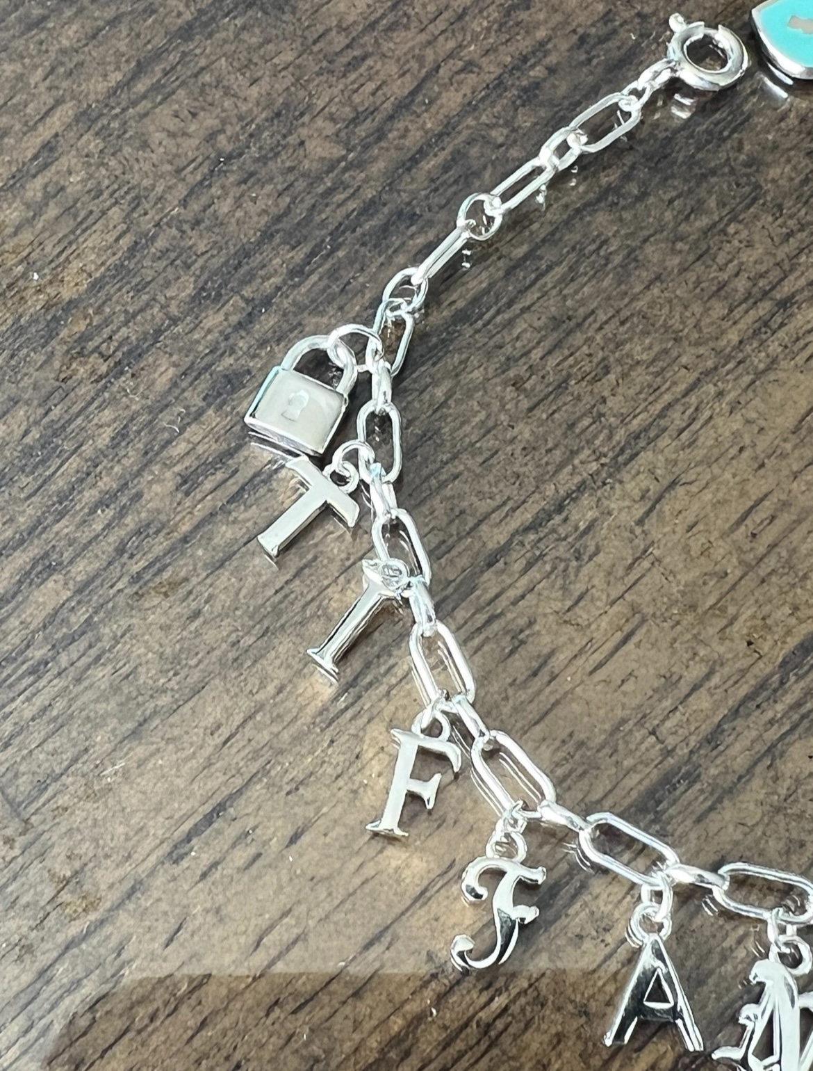 Tiffany & Co. sterling silver Lock and blue heart bracelet, size M