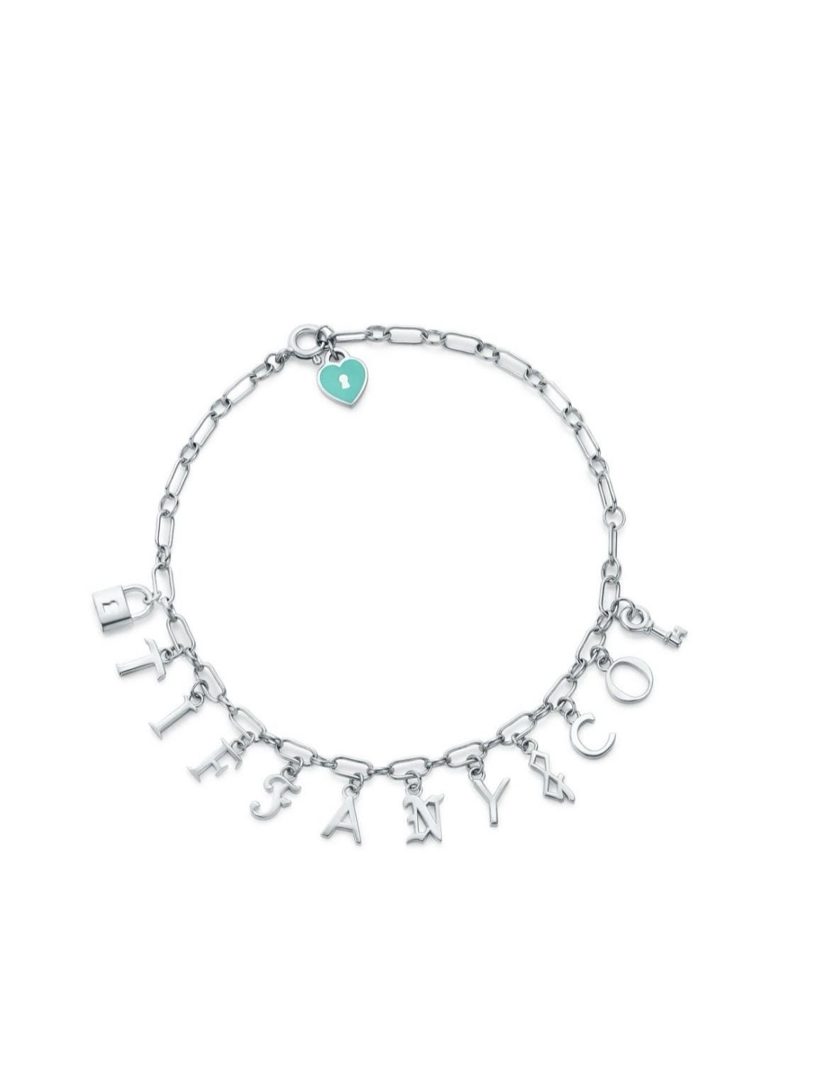 Tiffany & Co. sterling silver Lock and blue heart bracelet, size M