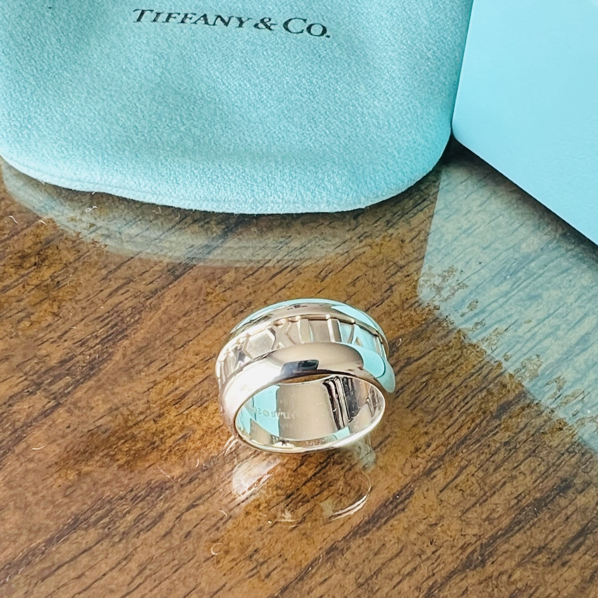 Tiffany & Co. sterling silver Atlas ring, size 4.5