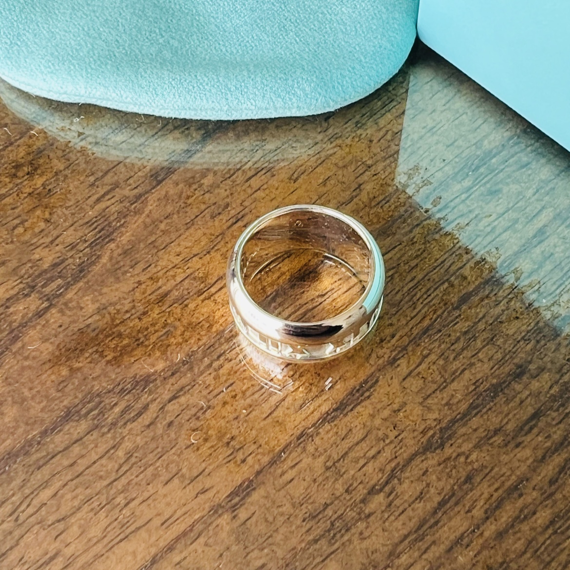 Tiffany & Co. sterling silver Atlas ring, size 4.5
