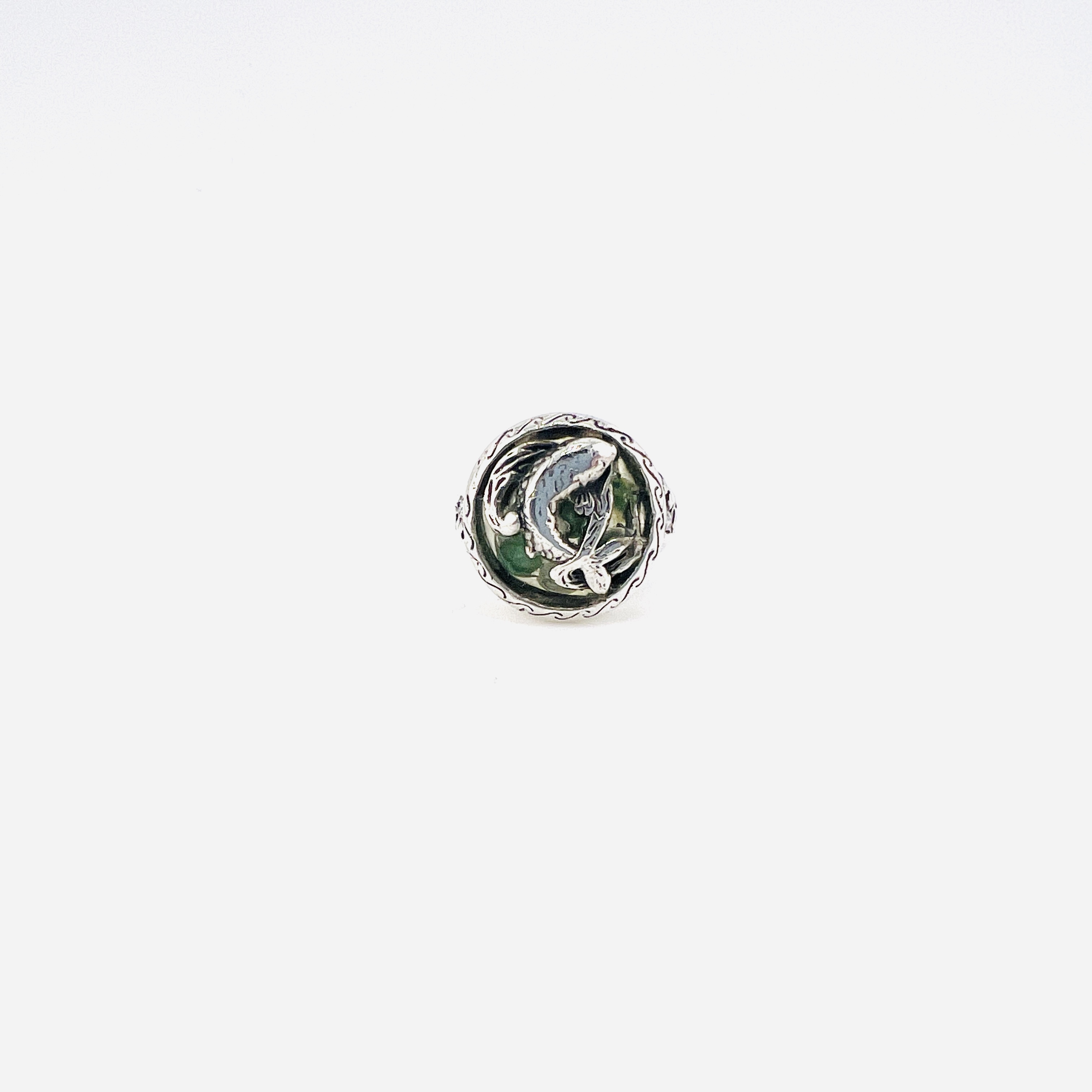 Koi Fish in pond ring, sterling silver, size 9