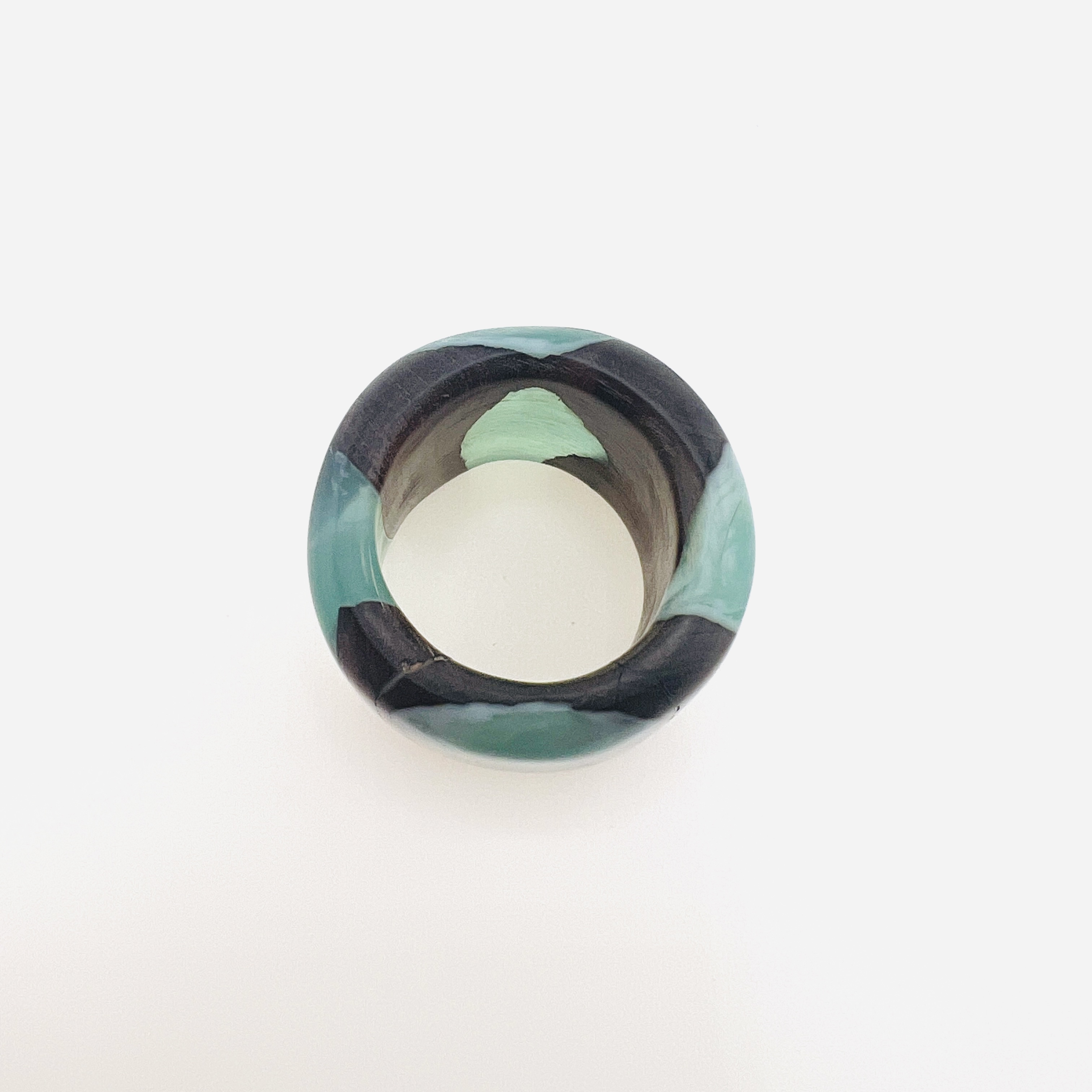 Ocean wave large resin hybrid ring 