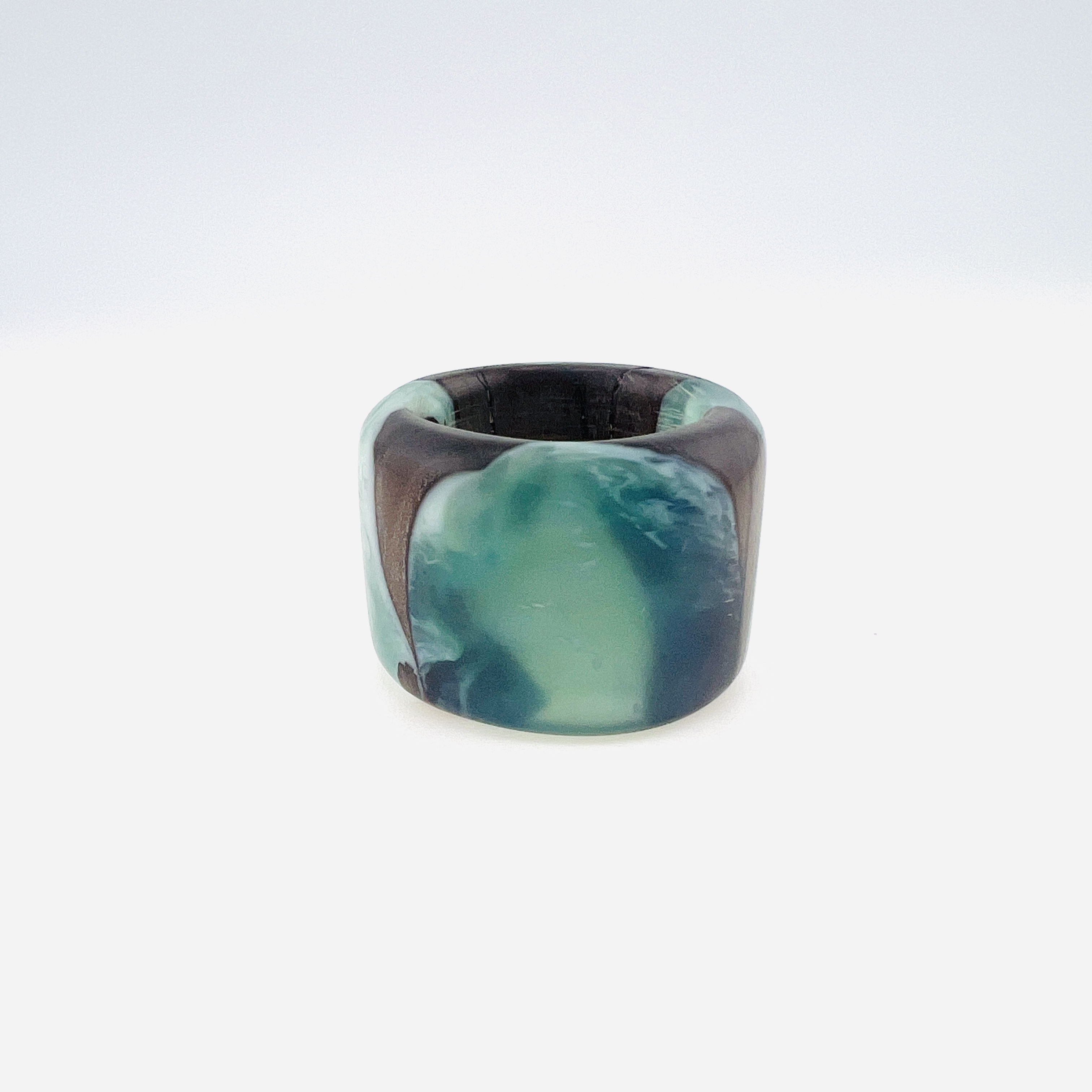 Ocean wave large resin hybrid ring 