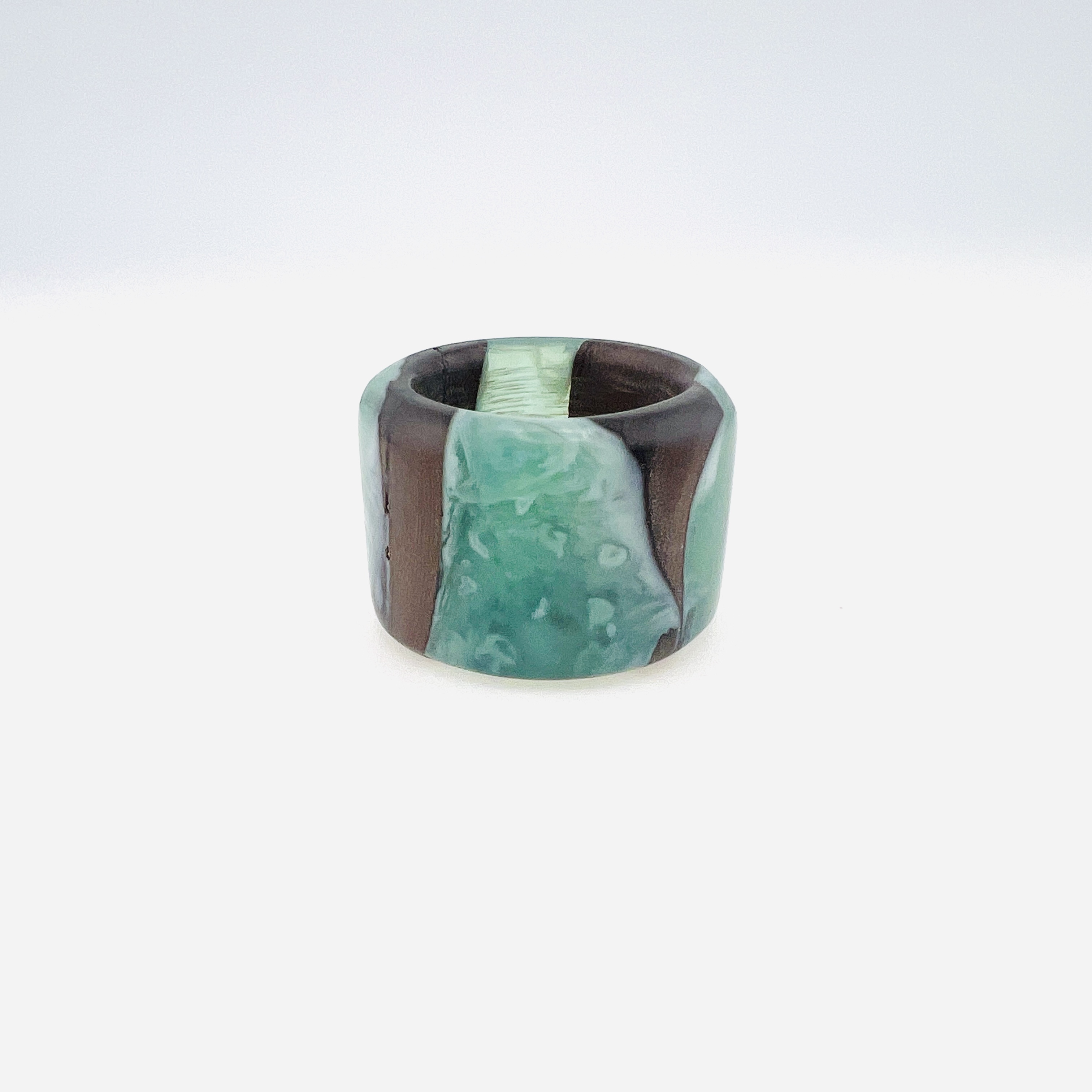 Ocean wave large resin hybrid ring 