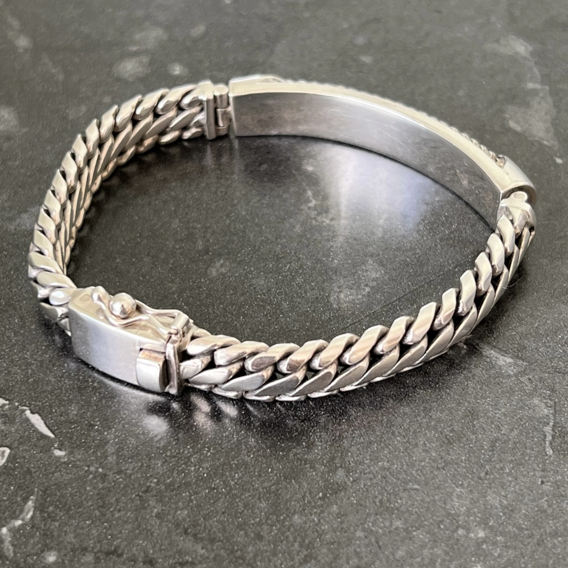 Heavy woven link sterling silver bracelet