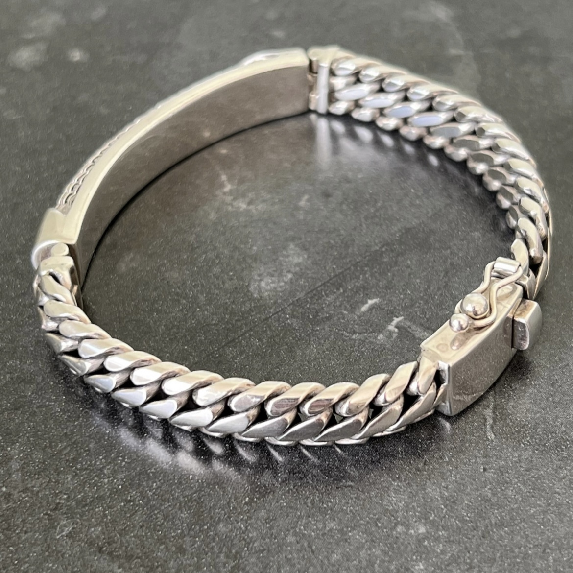 Heavy woven link sterling silver bracelet