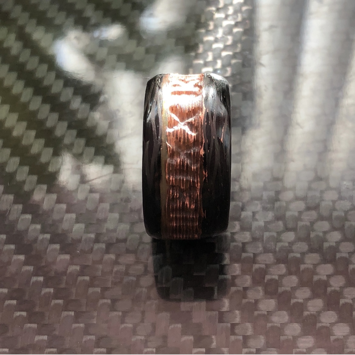Time traveler carbon copper ring