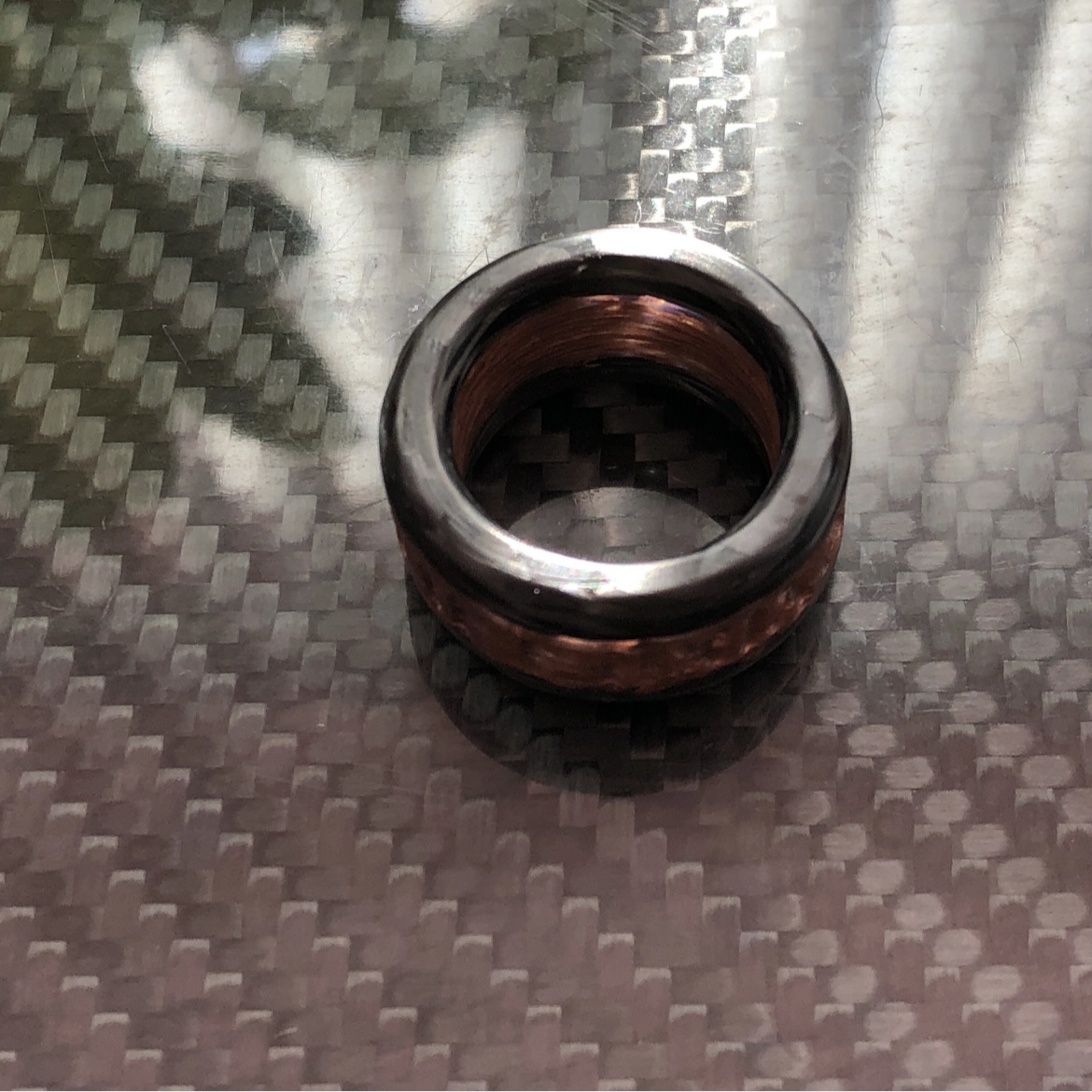 Time traveler carbon copper ring