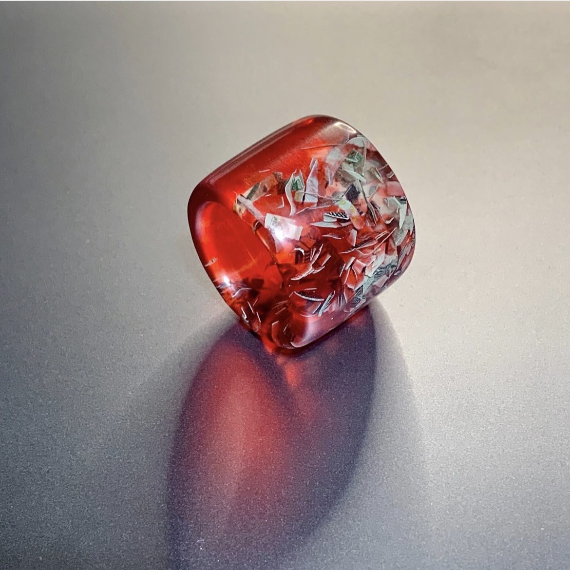 Blood money wide resin ring