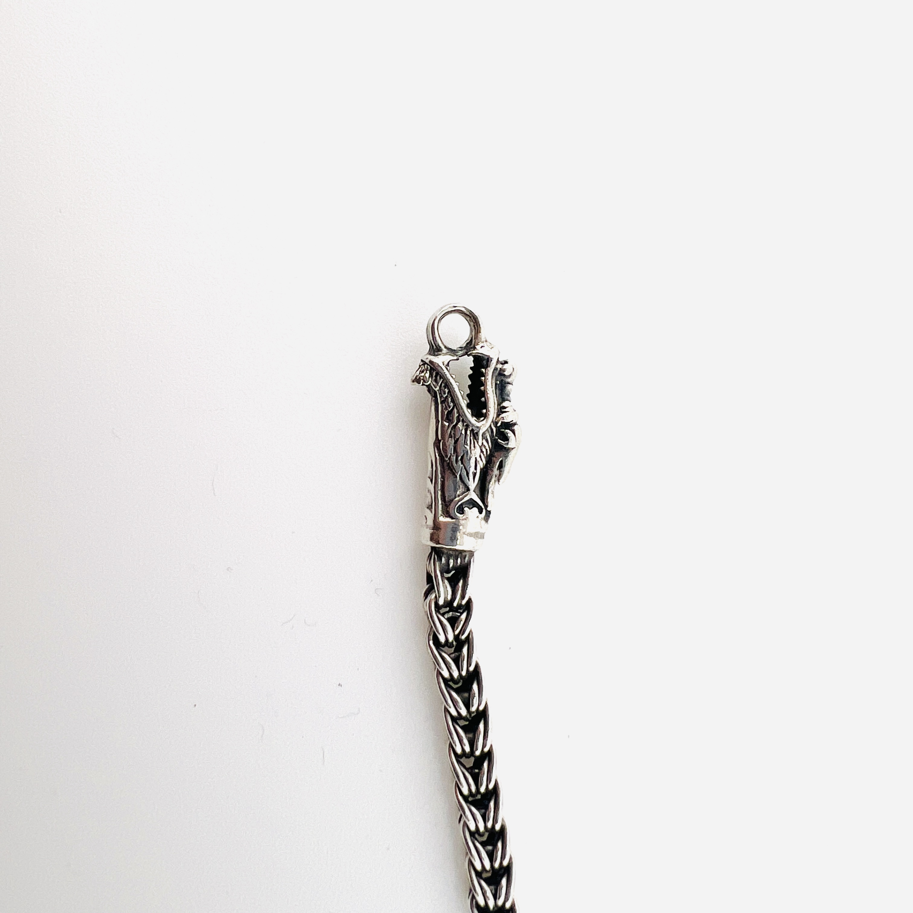 Two dragons sterling silver woven link bracelet