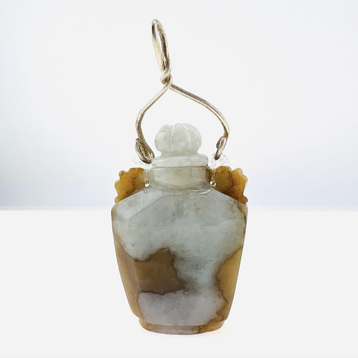 Two-tone natural jadeite snuff bottle pendant