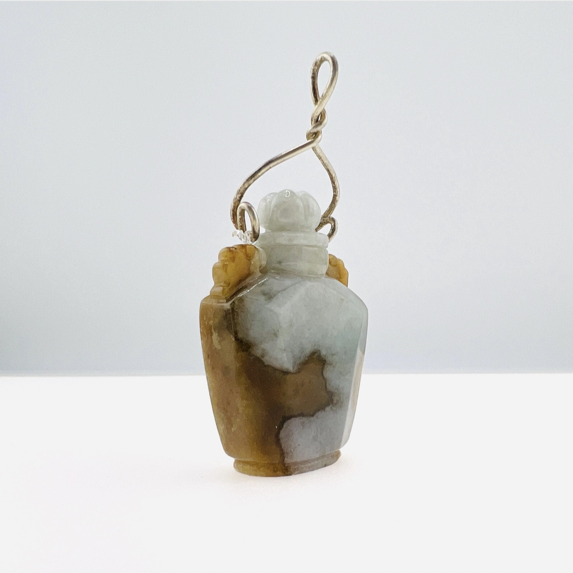 Two-tone natural jadeite snuff bottle pendant