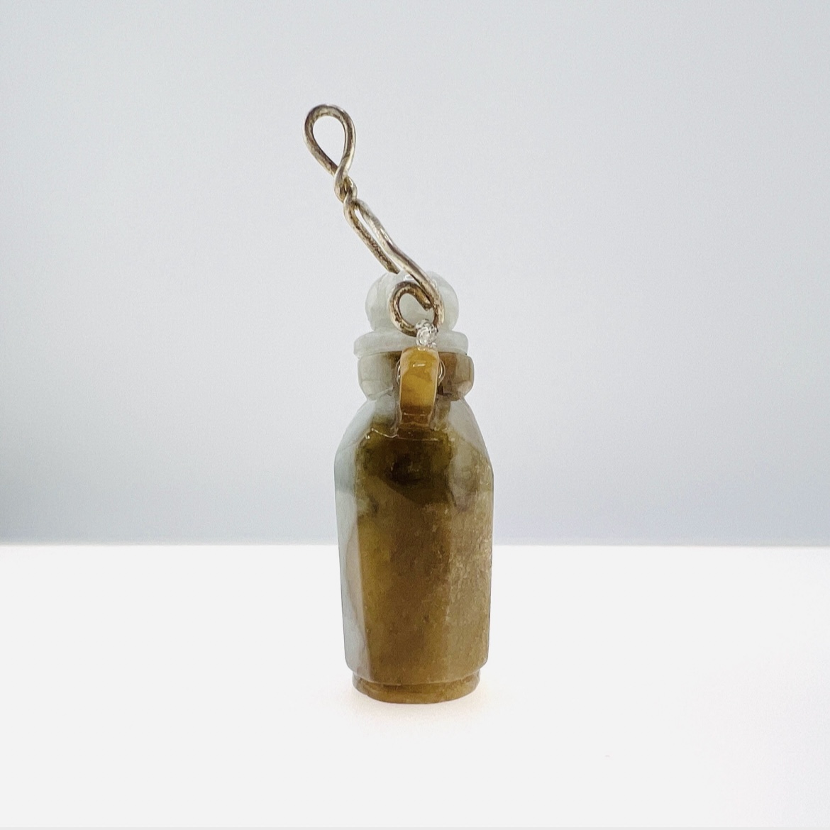 Two-tone natural jadeite snuff bottle pendant