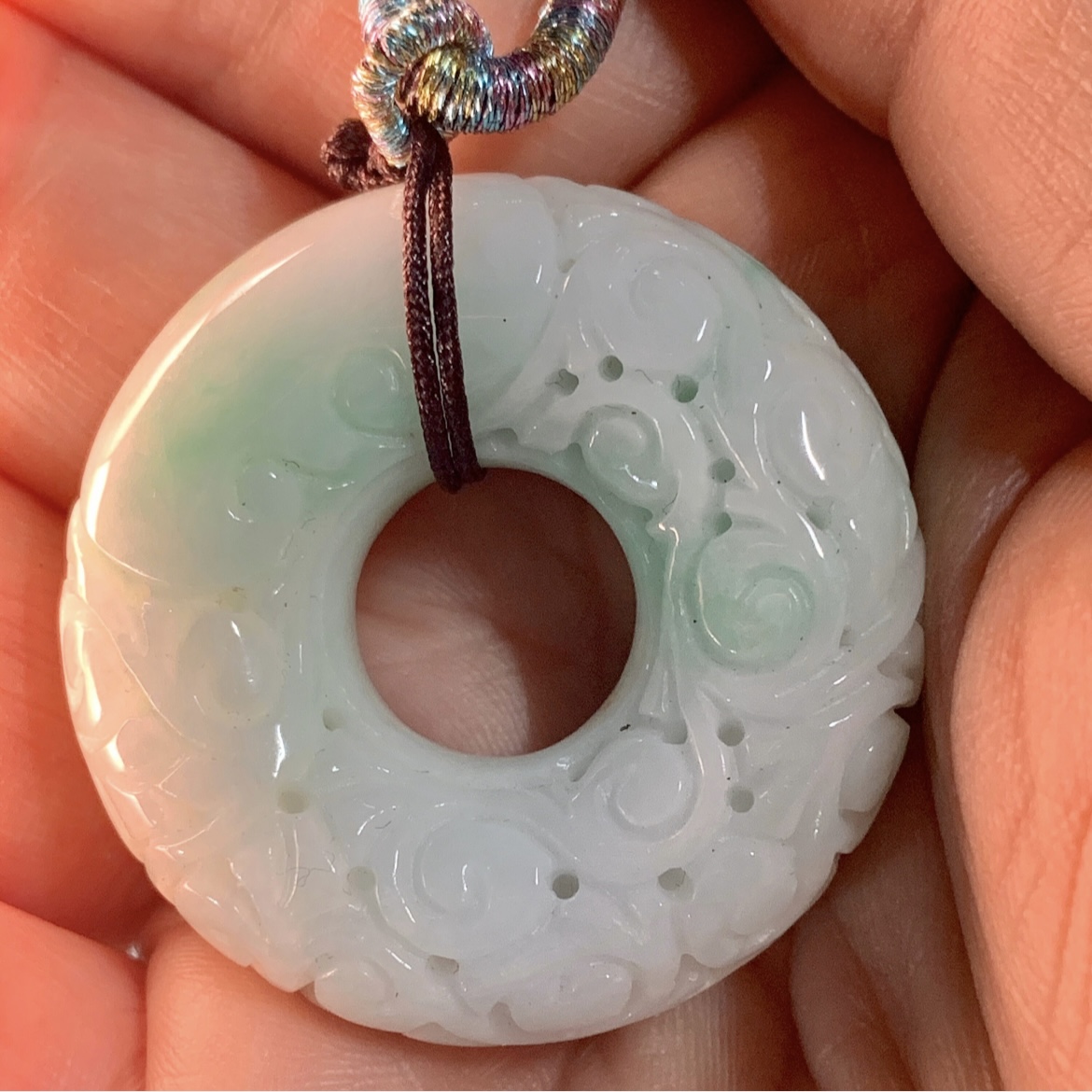 Jadeite donut pendant necklace