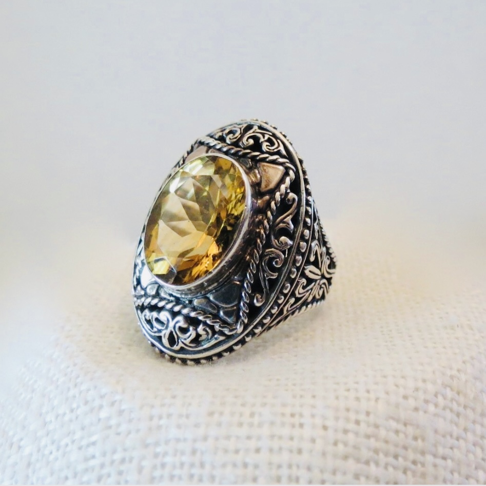 Vintage citrine sterling silver ring