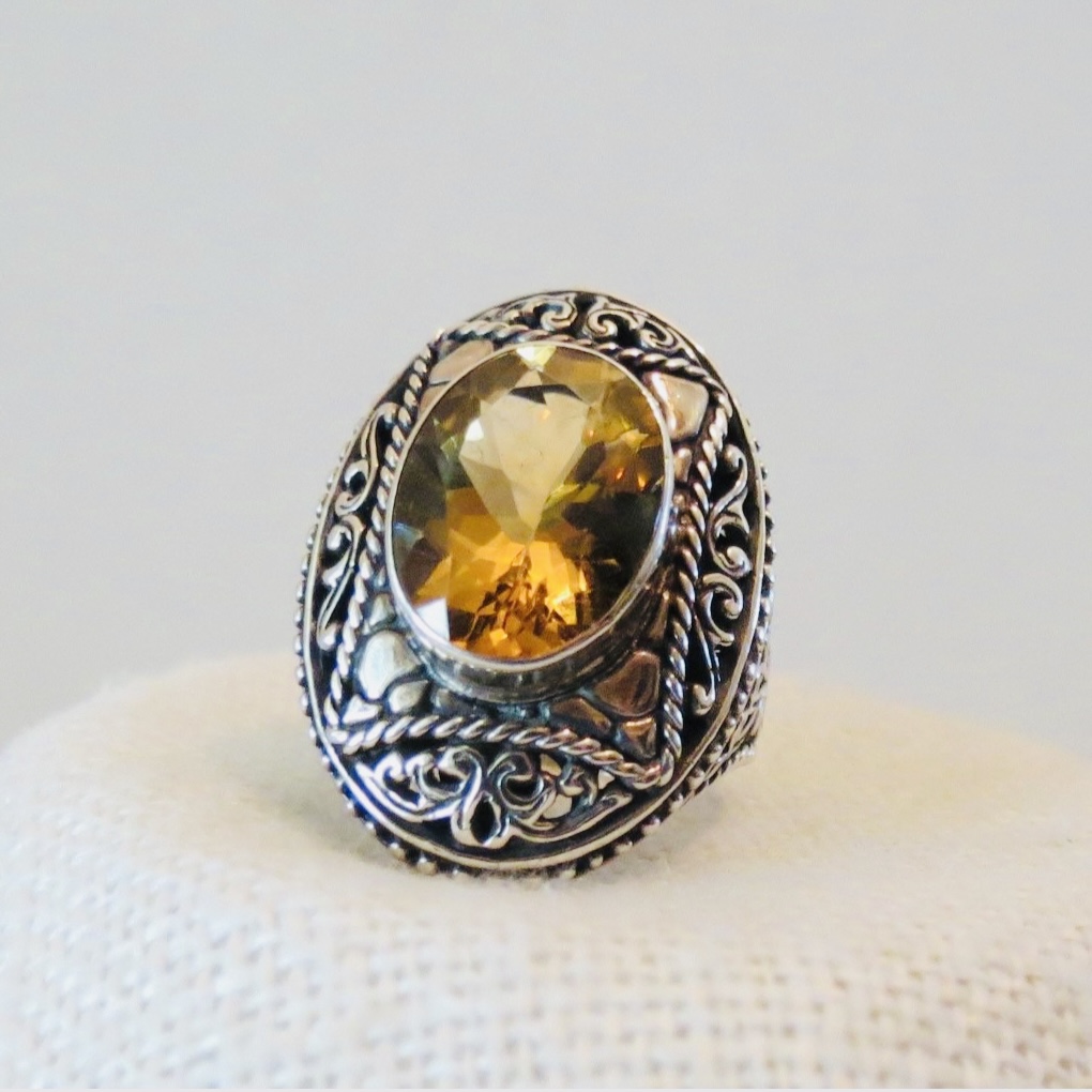 Vintage citrine sterling silver ring