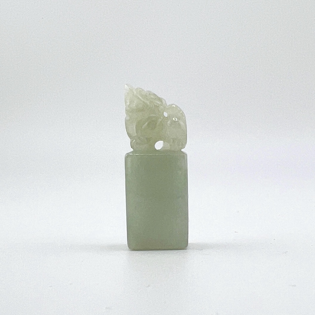 Natural jadeite PiXiu Lion seal pendant