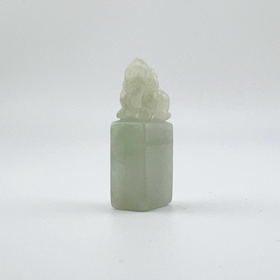 Natural jadeite PiXiu Lion seal pendant