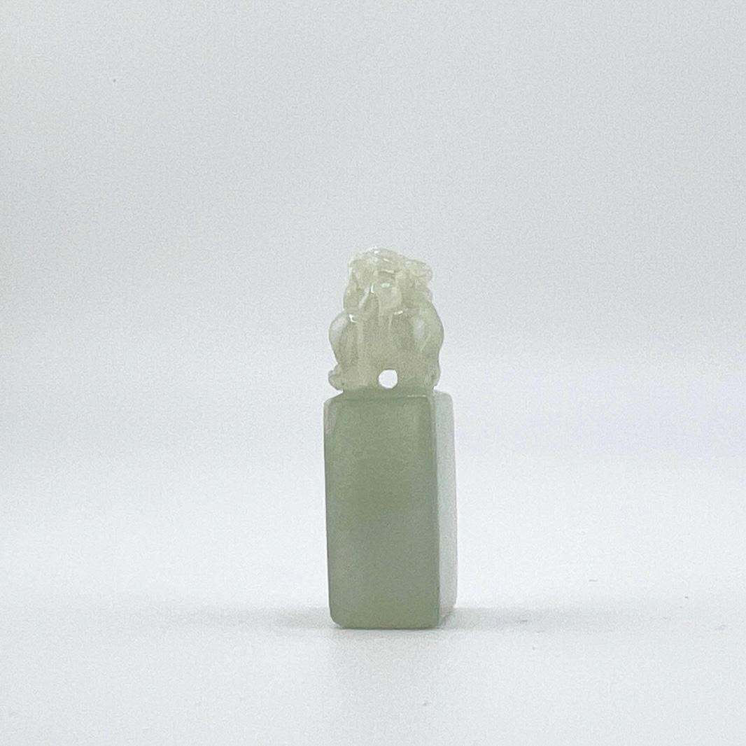 Natural jadeite PiXiu Lion seal pendant
