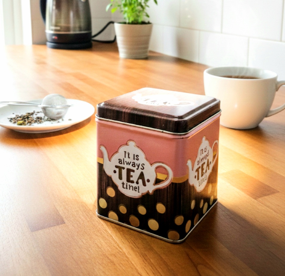 Boîte à thé en métal – 9,5 x 7,5 cm – Compacte et élégante