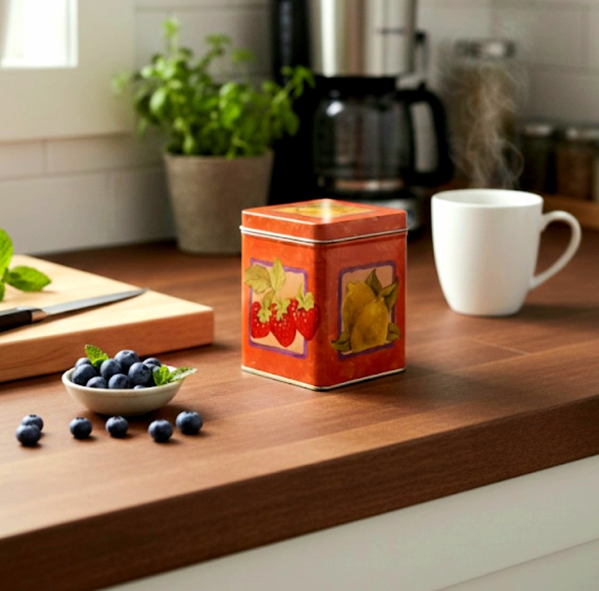 Boîte à thé en métal – 9,5 x 7,5 cm – Compacte et élégante