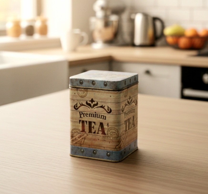 Boîte à thé en métal – 9,5 x 7,5 cm – Compacte et élégante