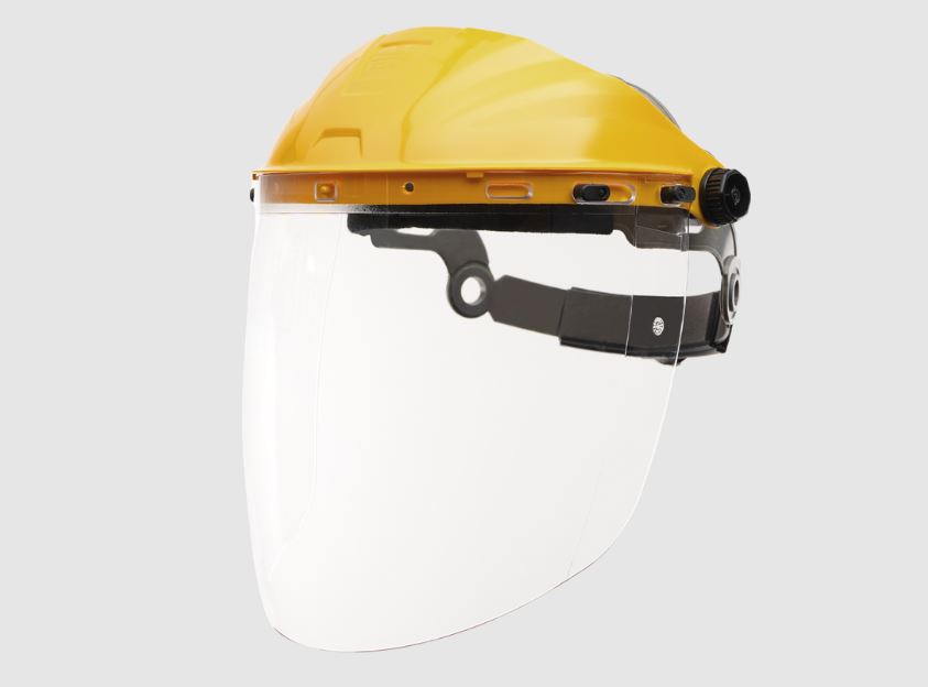 Face Shield with Yellow Headgear