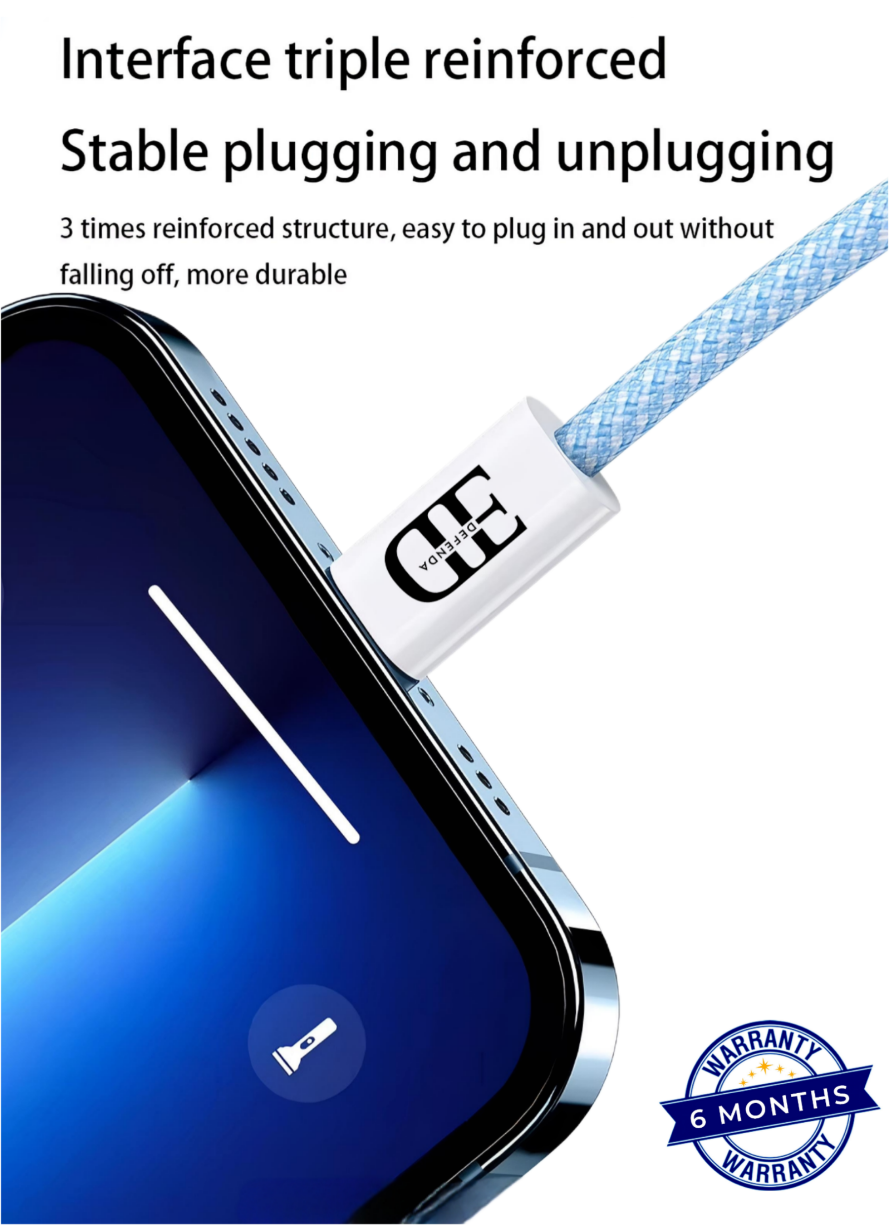 Defenda Braid-x Type-C to Type-C Fast Charging Cable | 5A | Braided Nylon | 60W PD Support | 1M Length – White | 6-Month Warranty