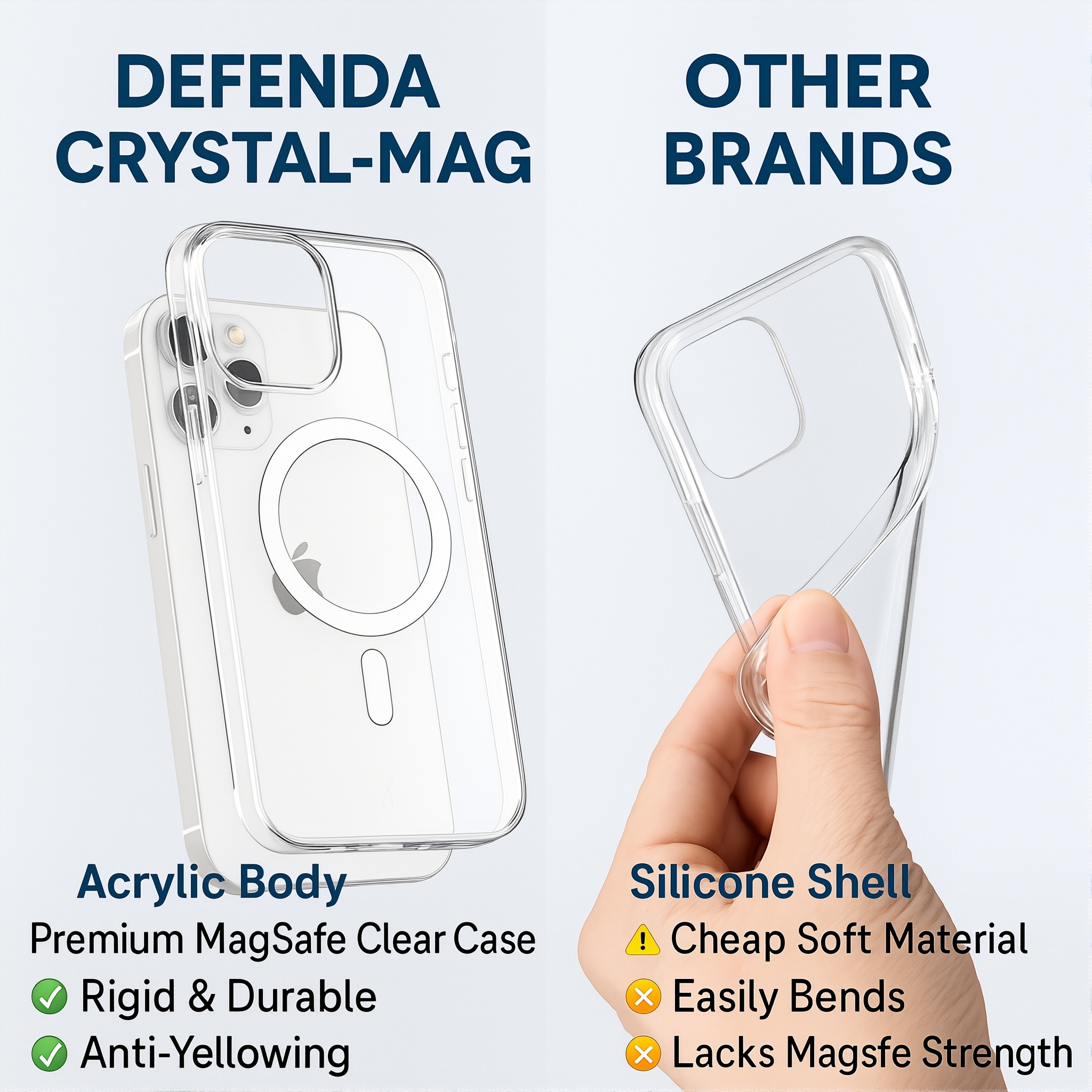 iphone16 series Defenda CrystalMag – Clear MagSafe Case with  POP UP Animation and Wireless Charging Support