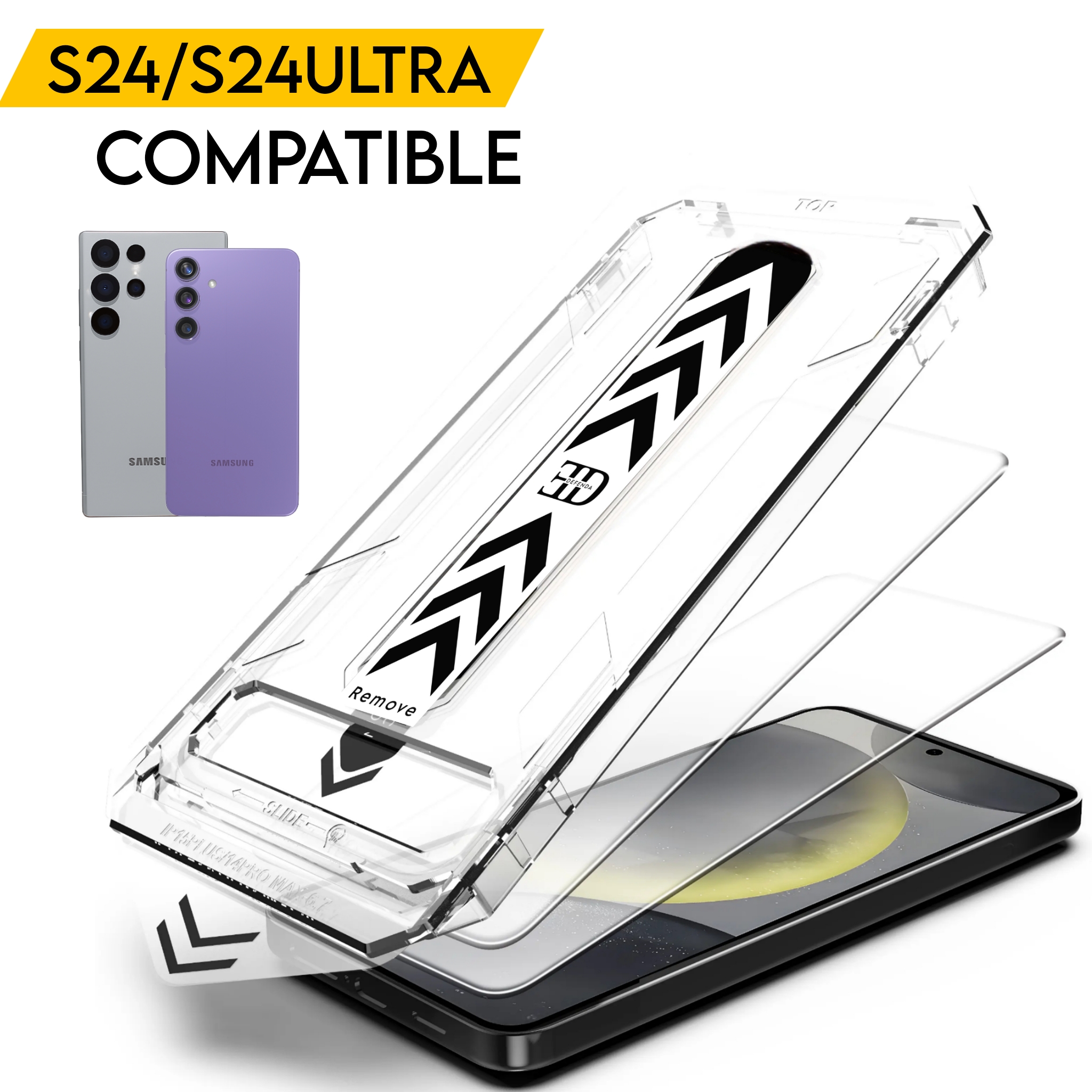 Samsung Galaxy S24 Series Tempered Glass with Installation Kit – Pack of 2, Easy Applicator, Full Coverage Protection