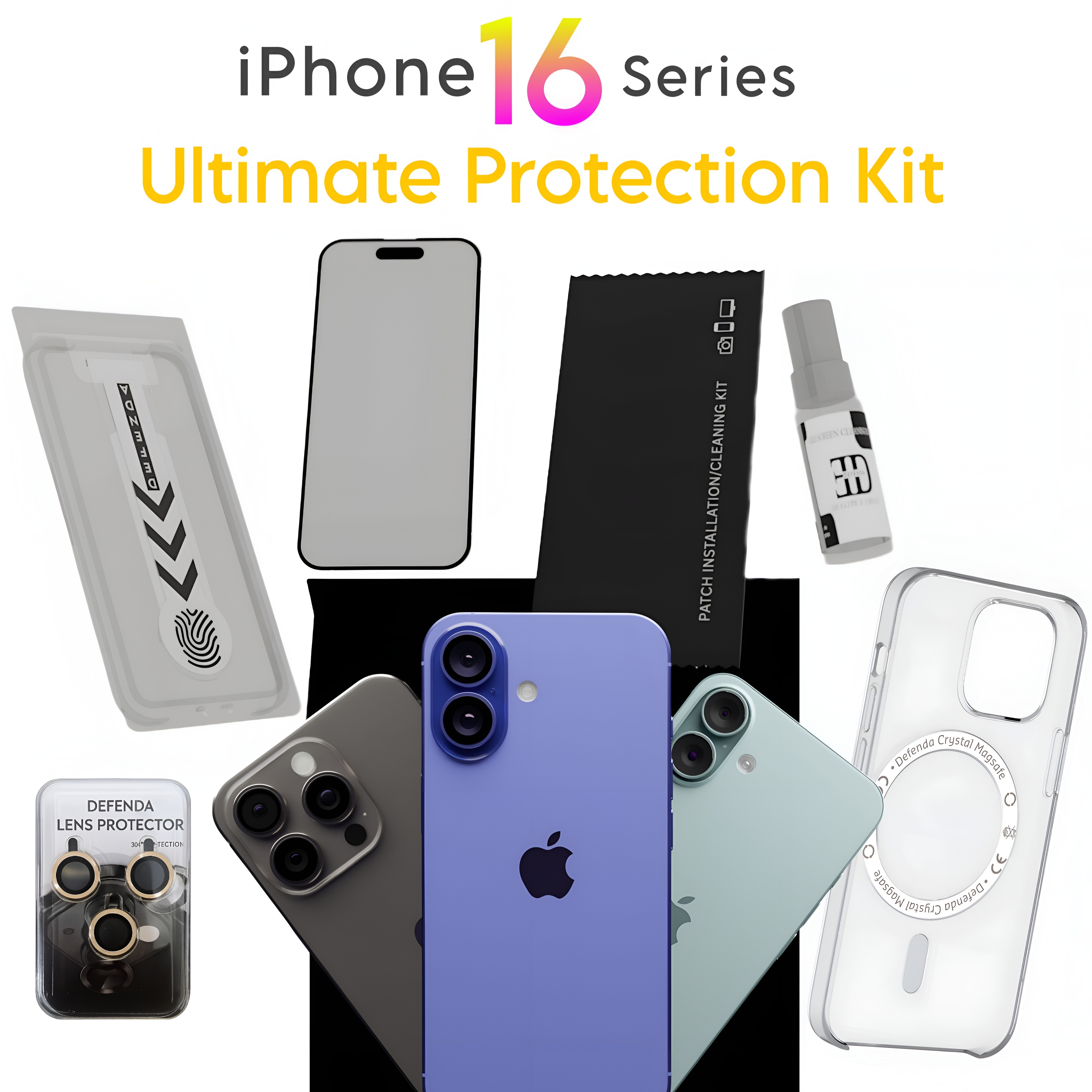 Defenda iphone16 series Ultimate Protection Kit  – 360° Shield for Your Device