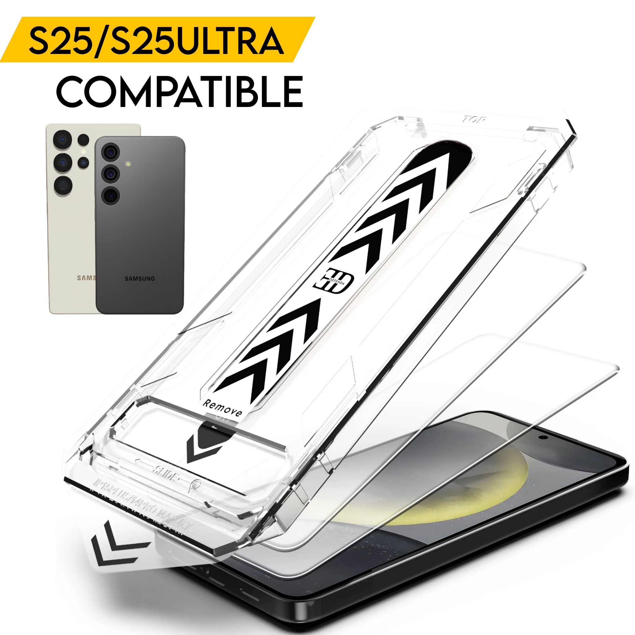 Samsung Galaxy S25 Series Tempered Glass with Installation Kit – Pack of 2, Easy Applicator, Full Coverage Protection
