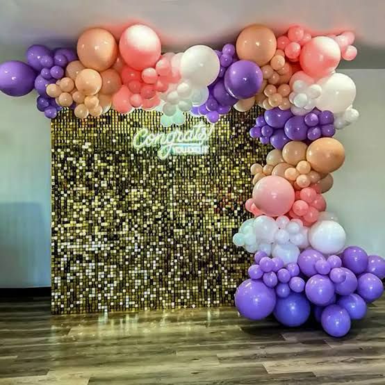 Balloon and Sequin Wall Decoration Happy Birthday / Happy Anniversary 