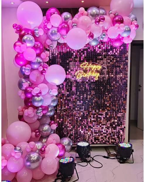 Balloon and Sequin Wall Decoration Happy Birthday / Happy Anniversary 