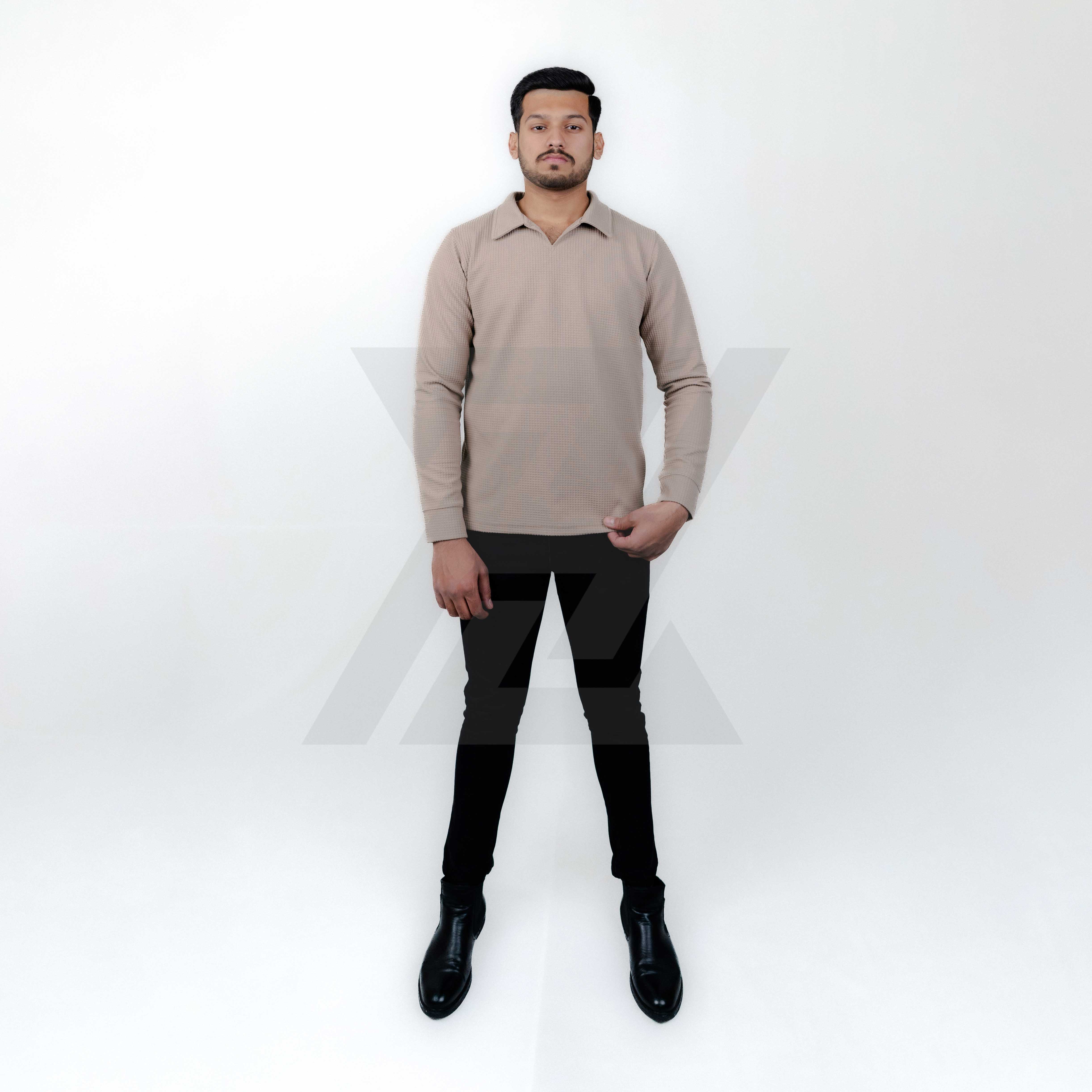 Beige Waffle Polo