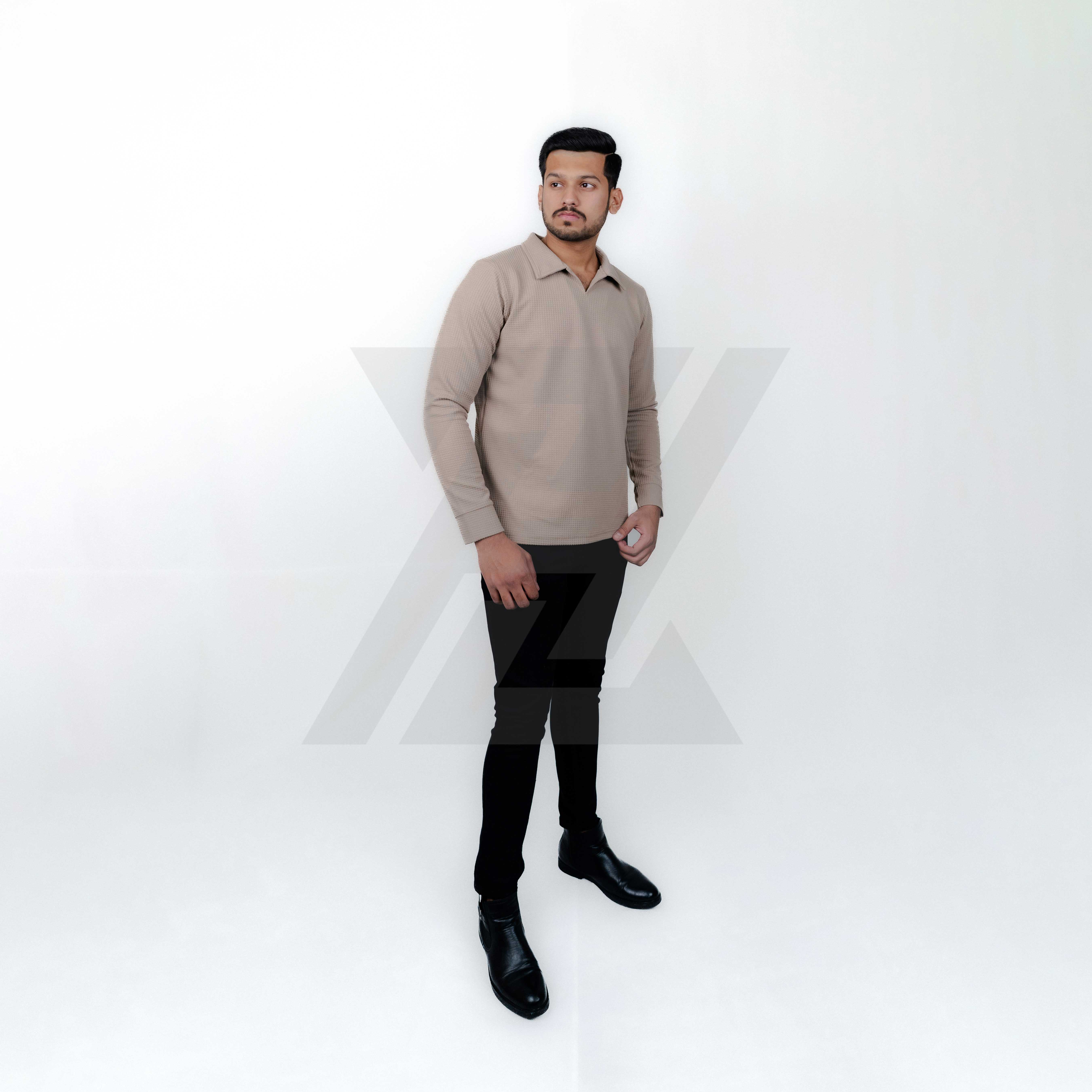 Beige Waffle Polo