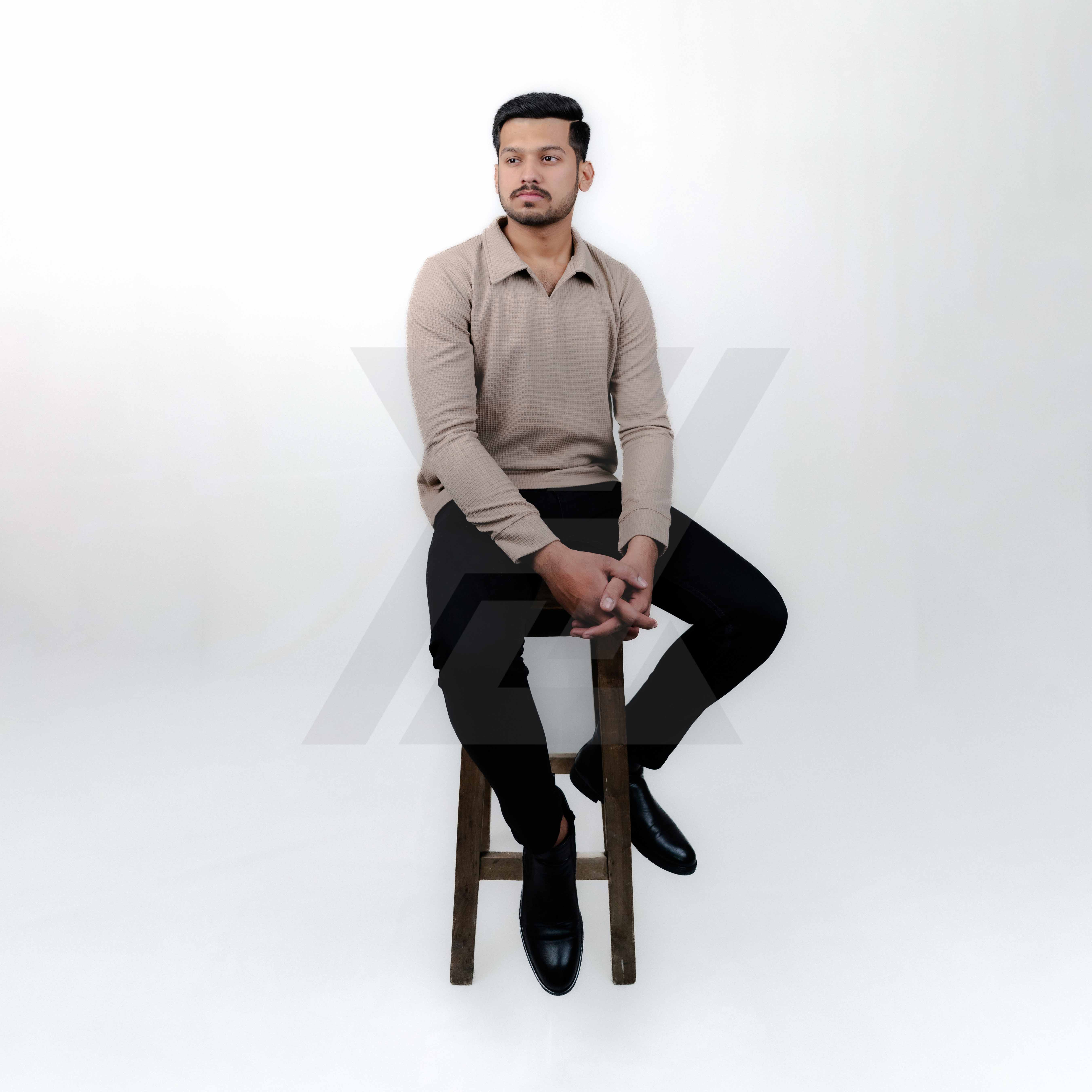 Beige Waffle Polo