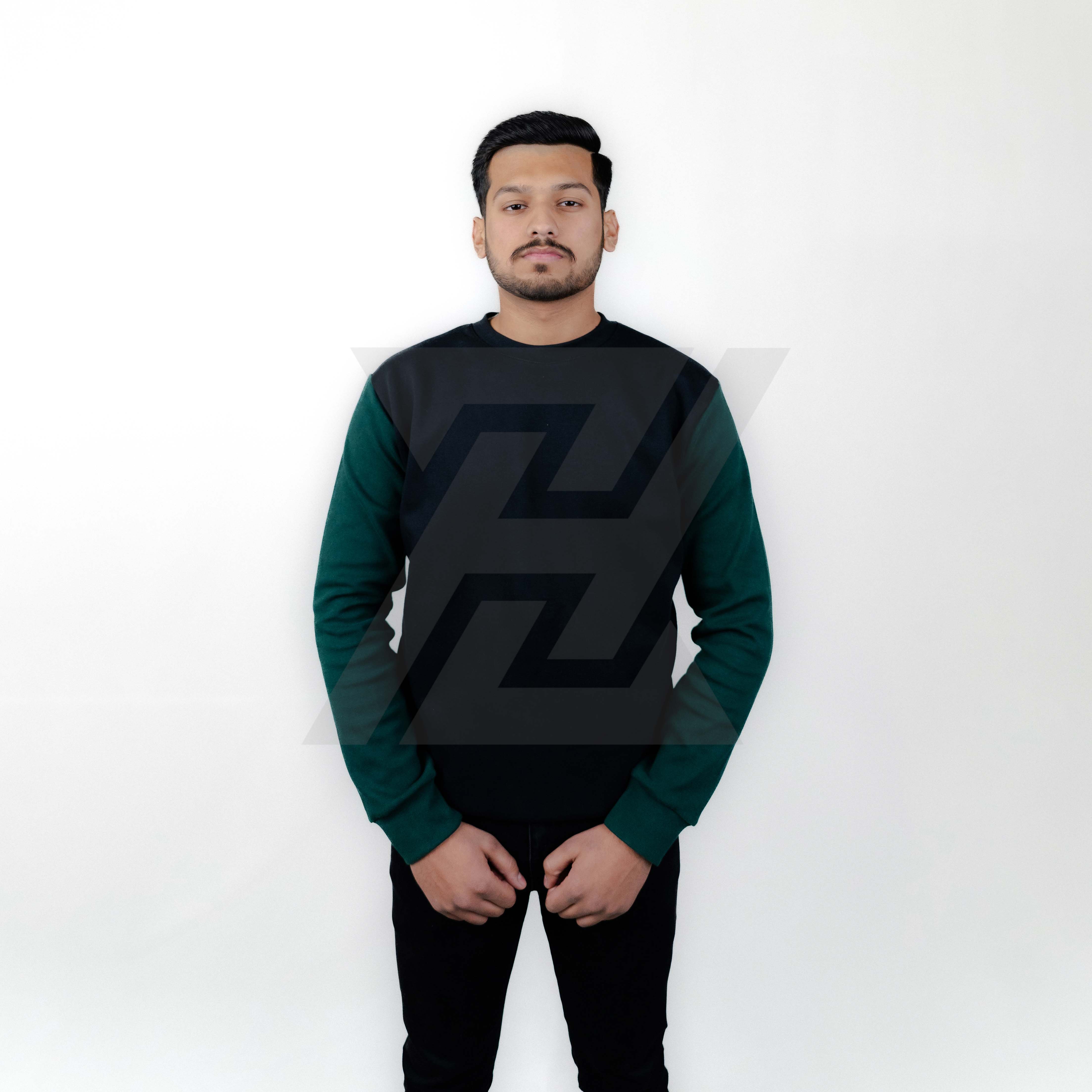 Black/Green Contrast Sweatshirt