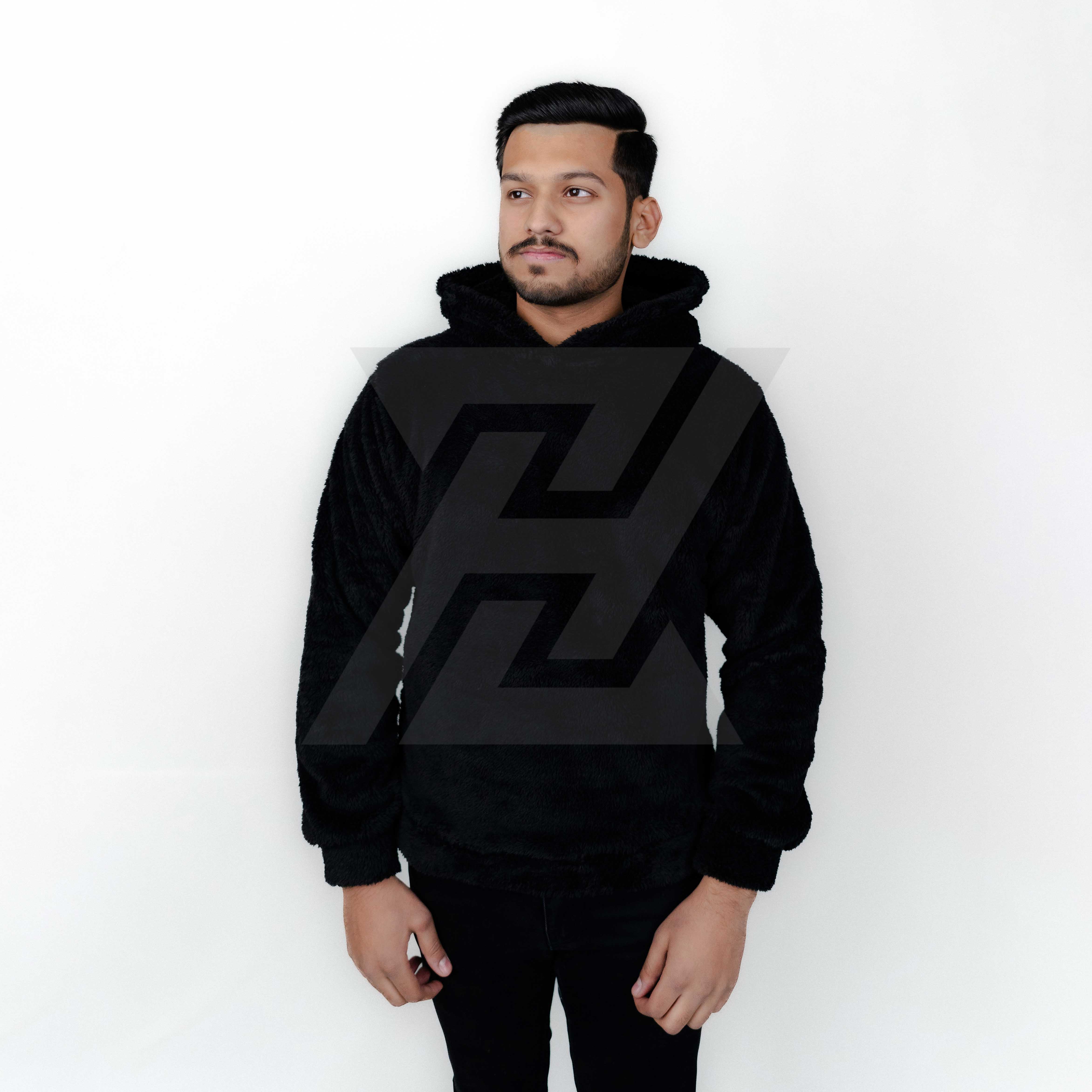 Black Double Sharpa Hoodie