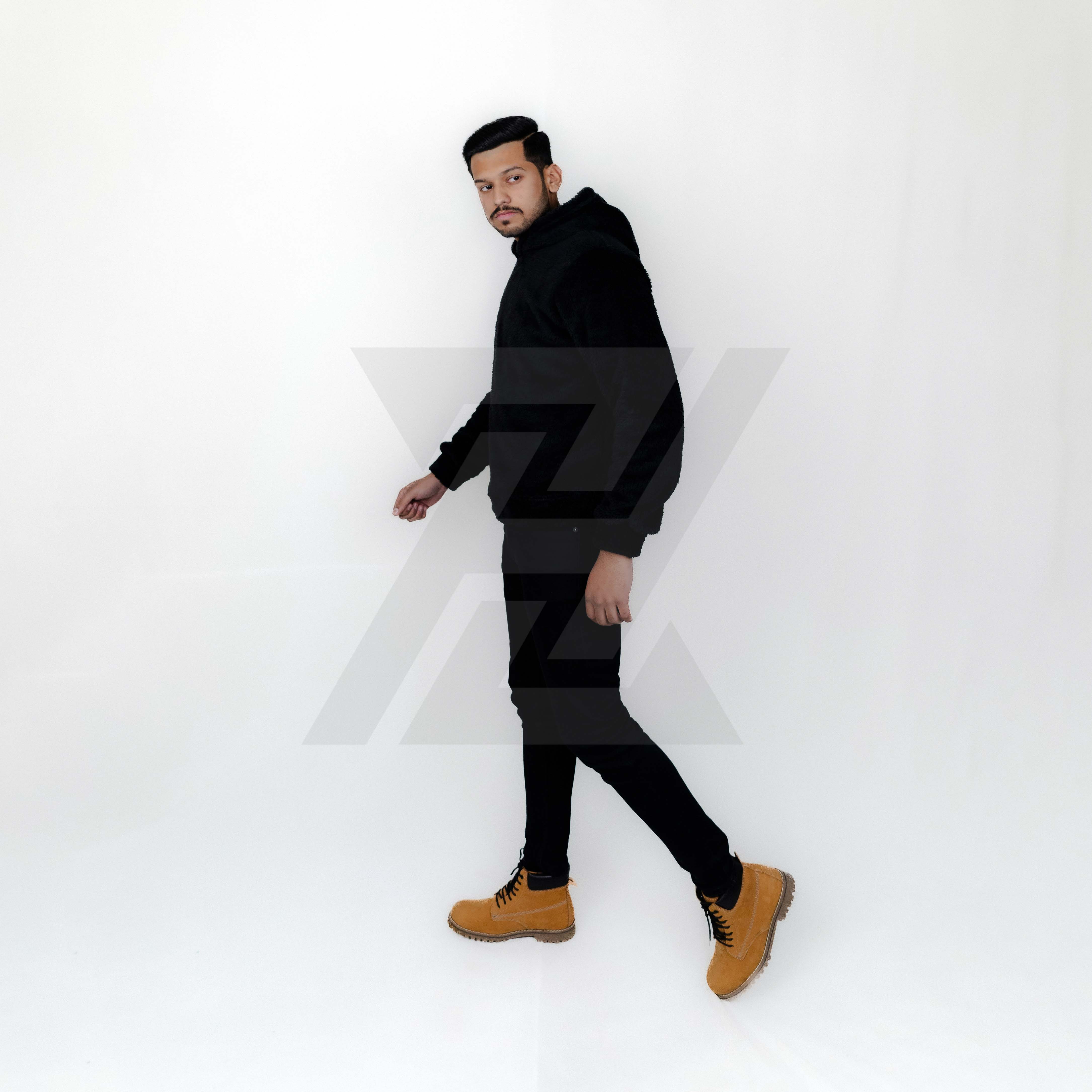 Black Double Sharpa Hoodie