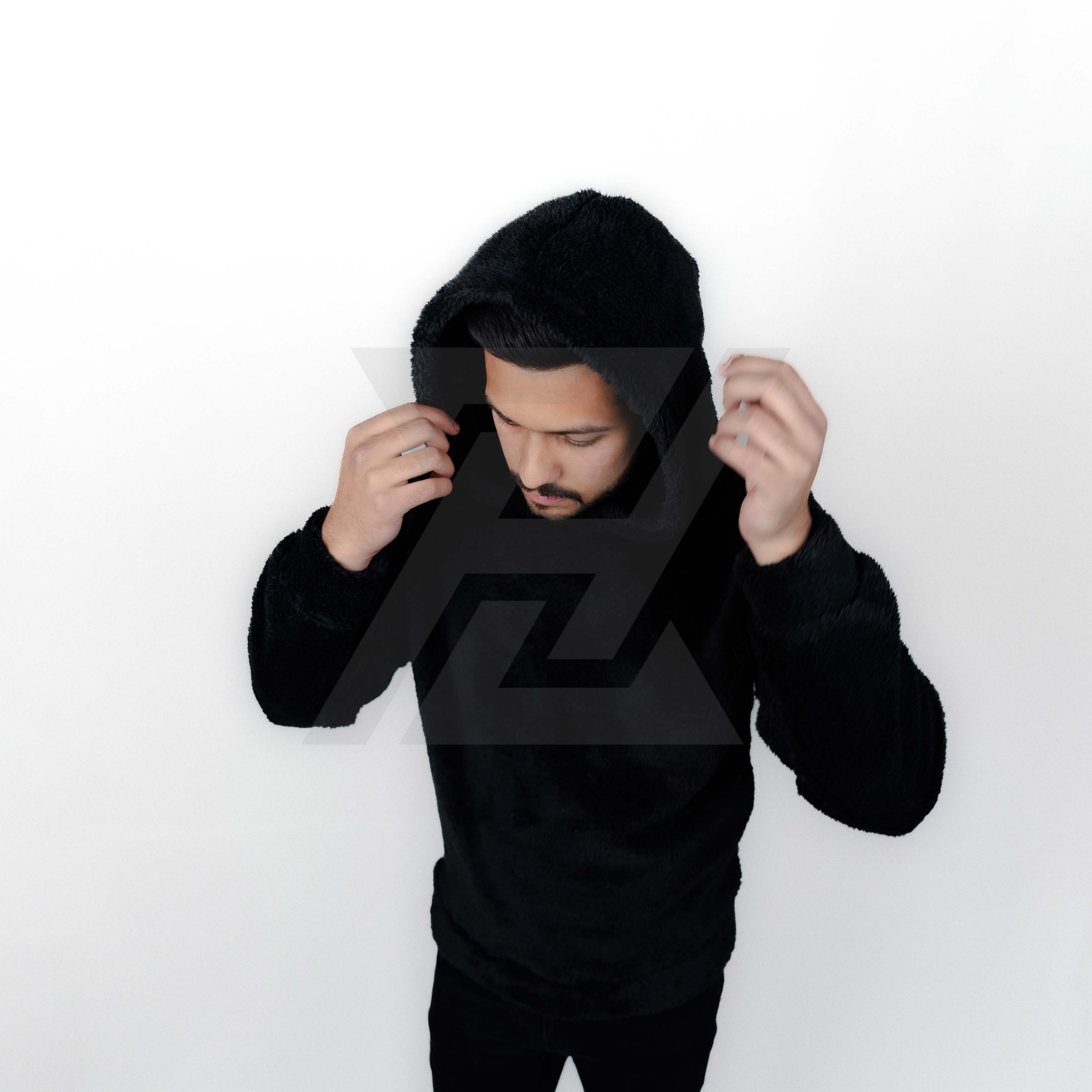 Black Double Sharpa Hoodie