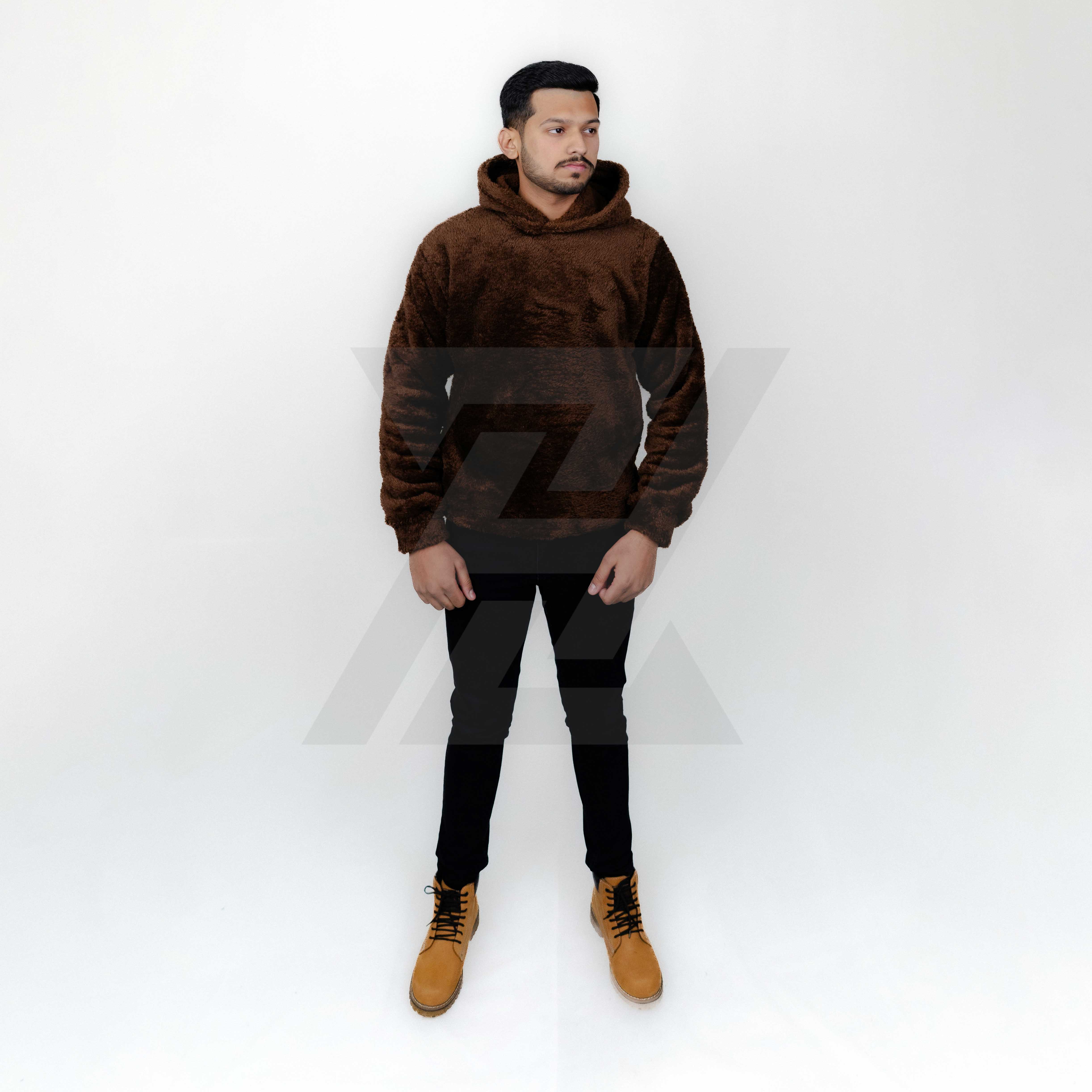 Brown Double Sherpa Hoodie