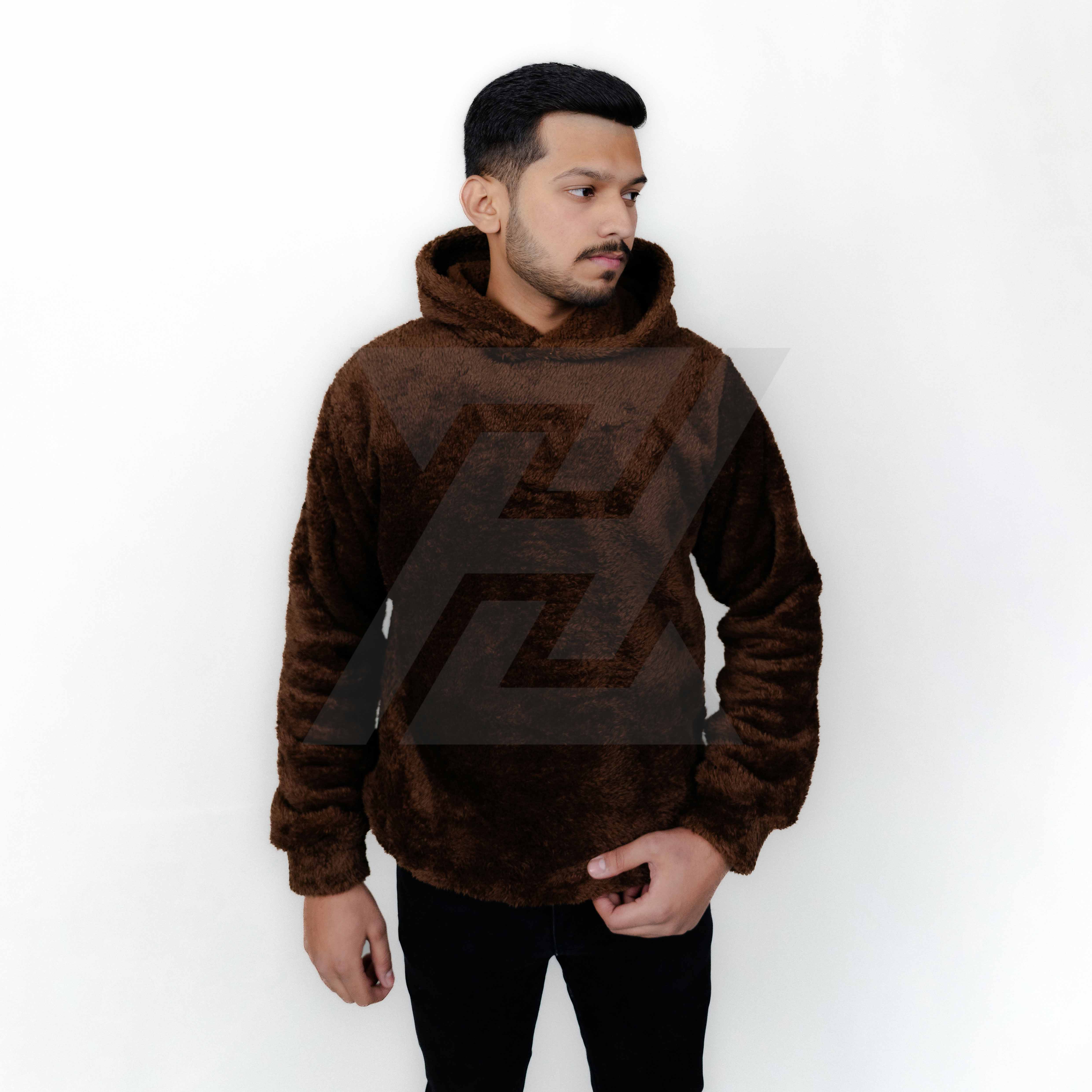 Brown Double Sherpa Hoodie
