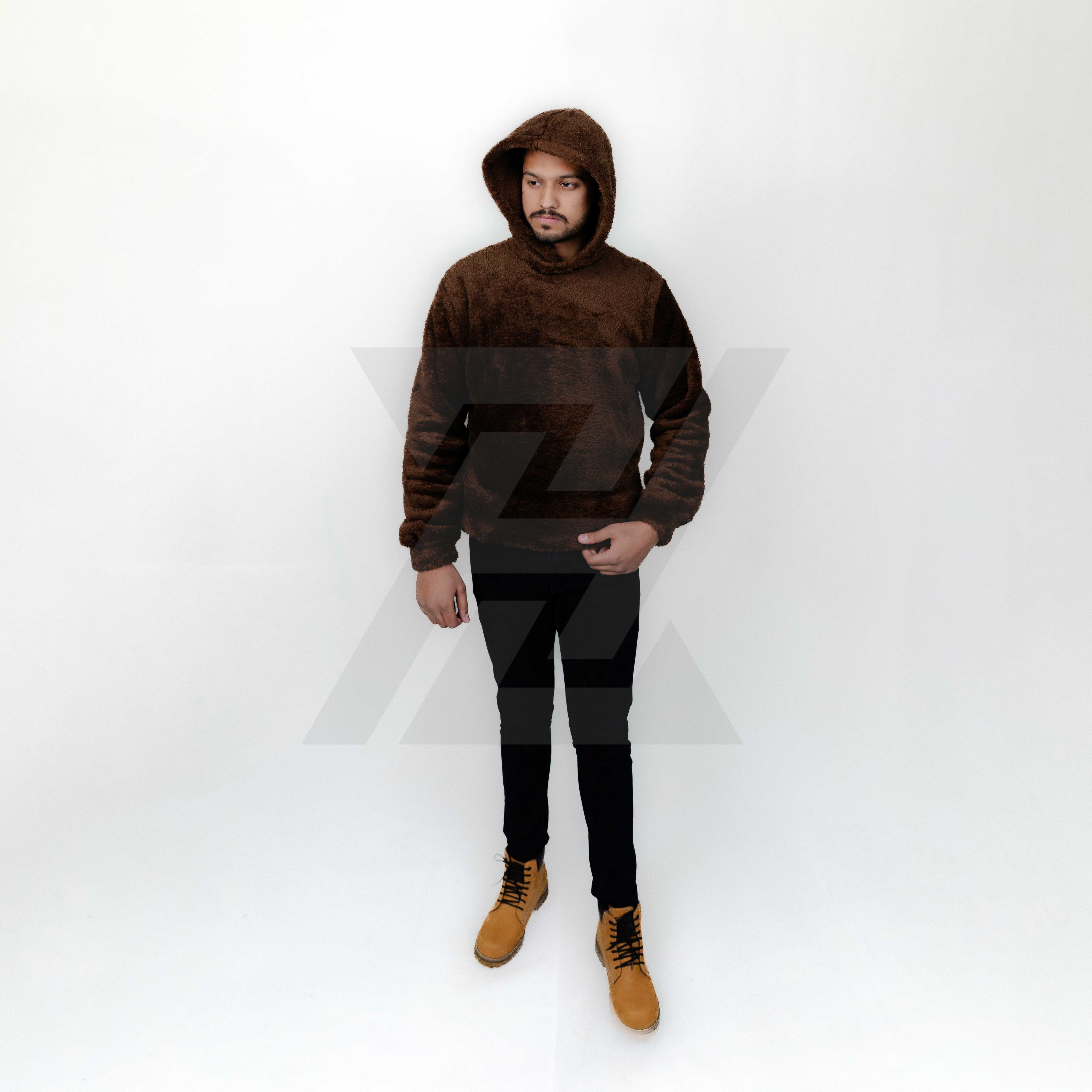 Brown Double Sherpa Hoodie