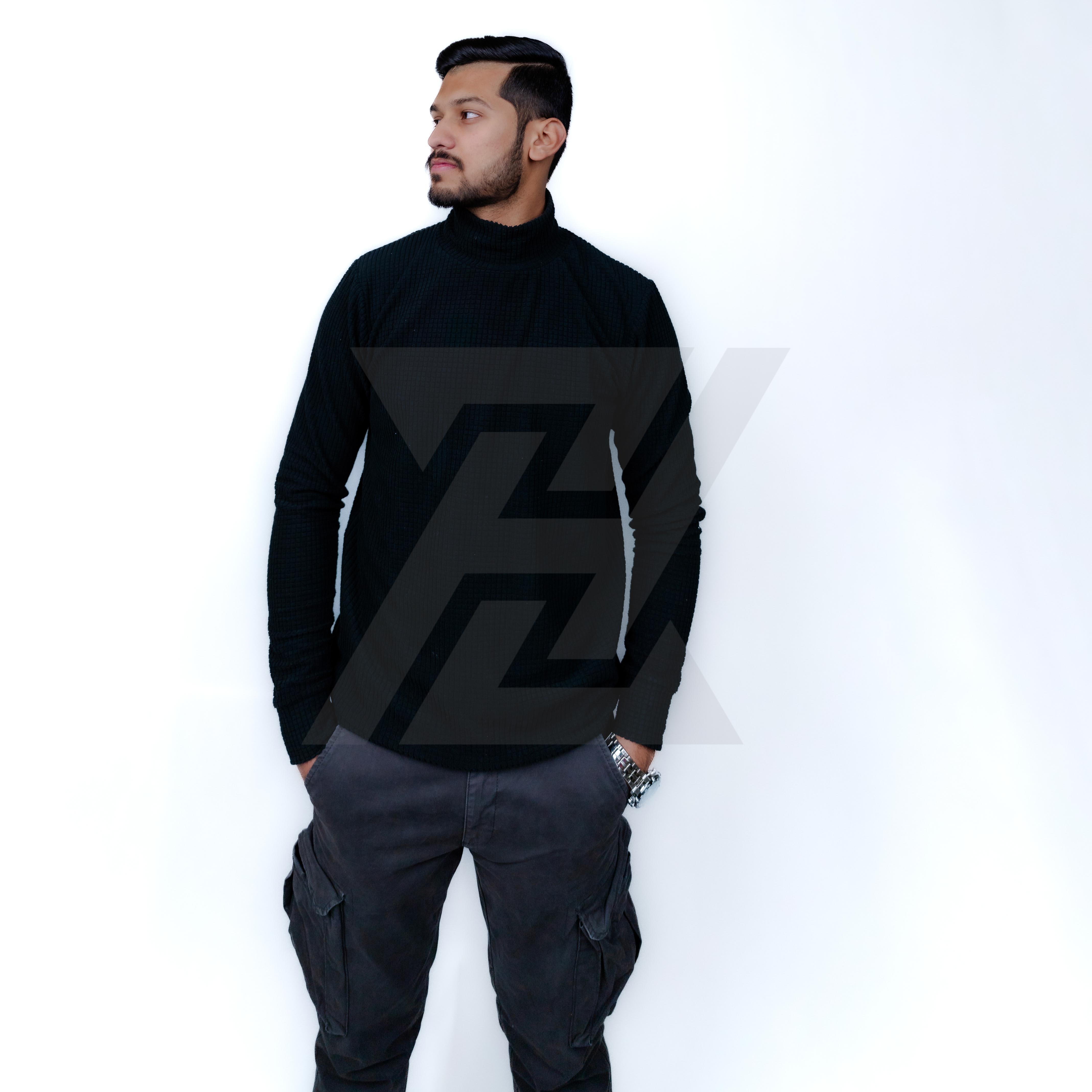 Check Fleece Turtle Neck