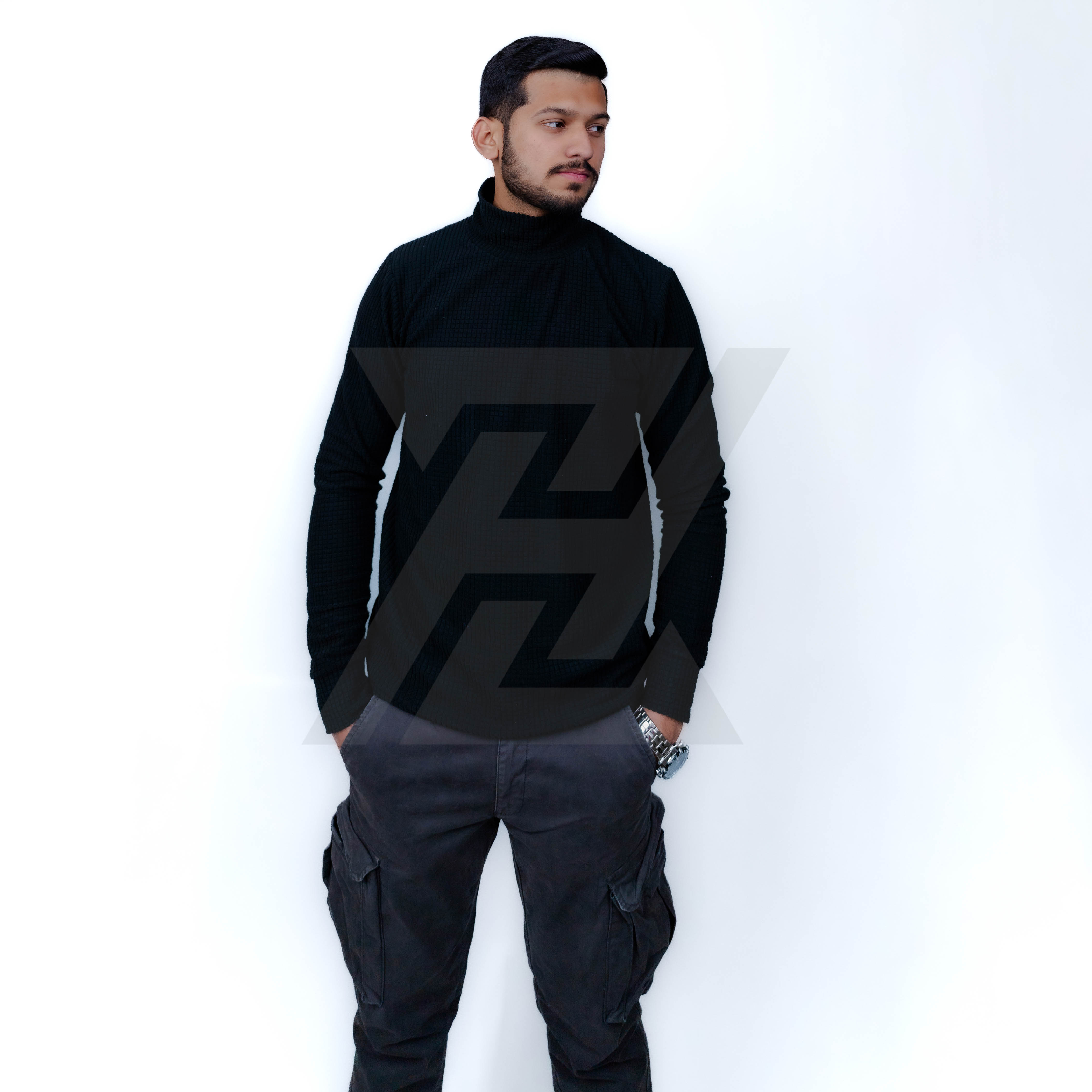 Check Fleece Turtle Neck