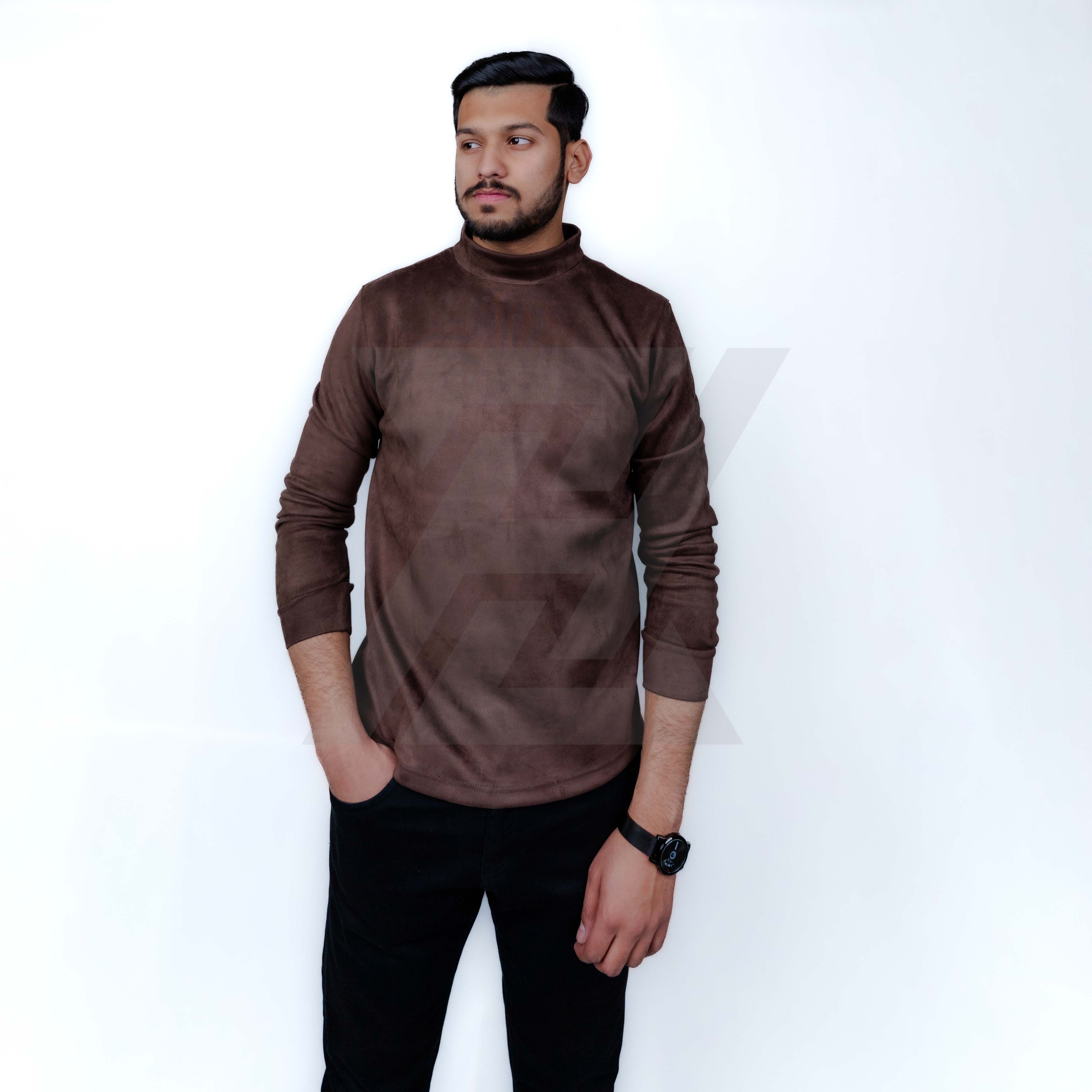 Suede Mock Neck