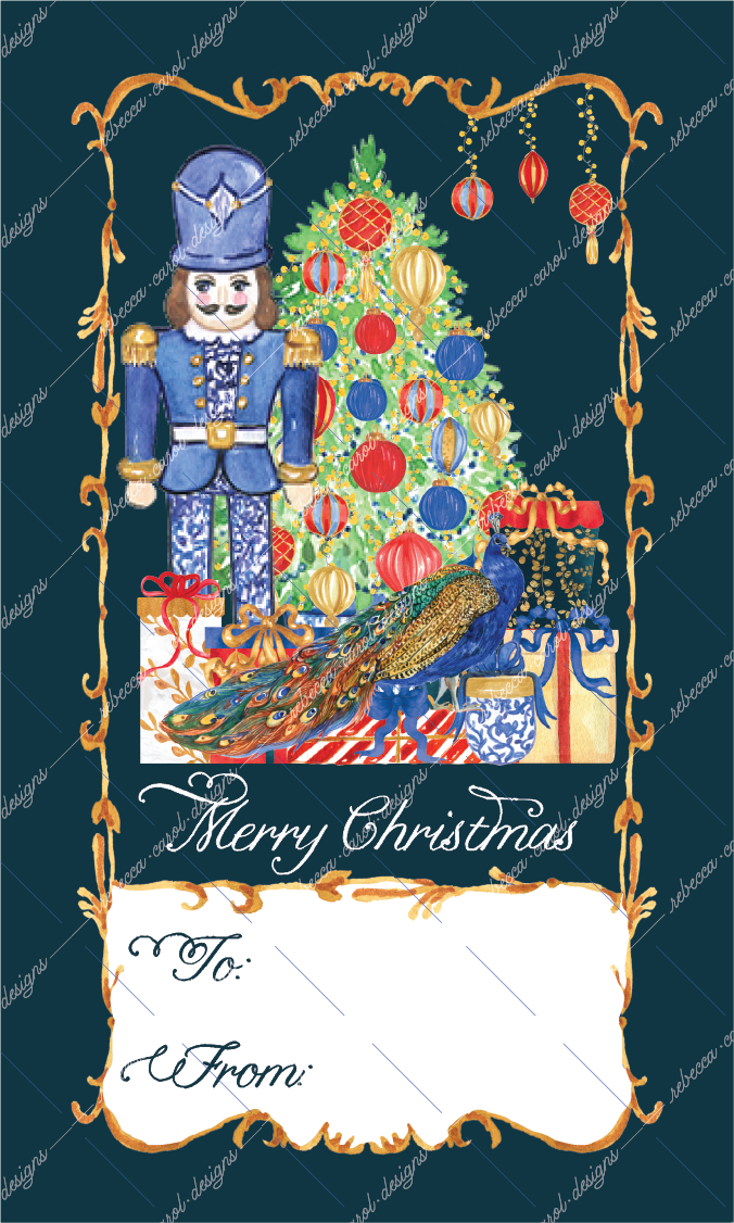 Christmas Gift Tag-The Nutcracker Blue Chinoiserie