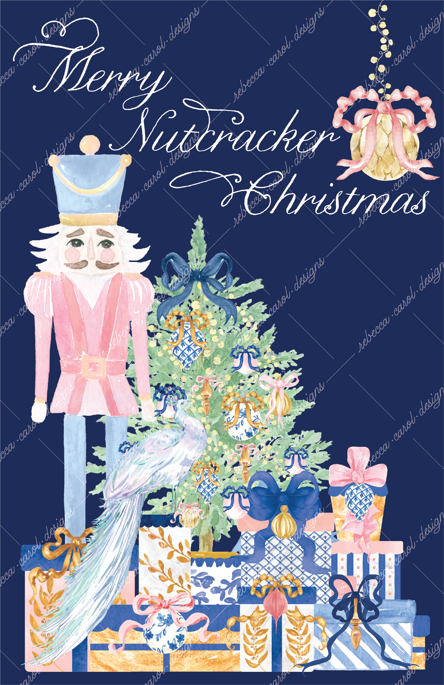 Holiday Card-The Nutcracker Pink & Blue-1