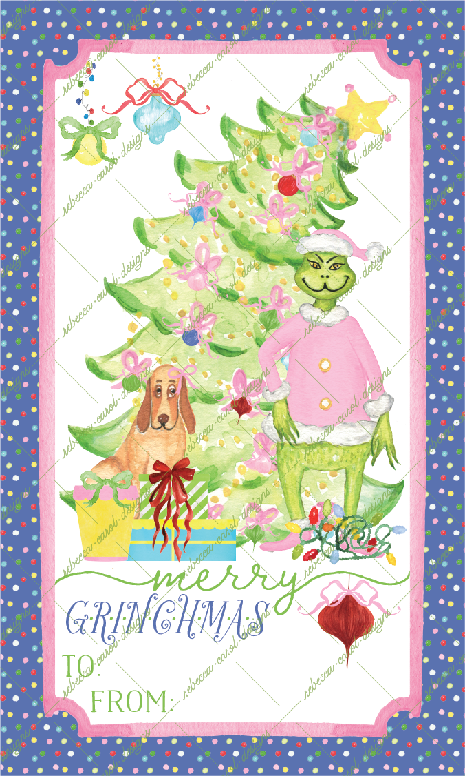 Christmas Gift Tag-The Grinch Pink